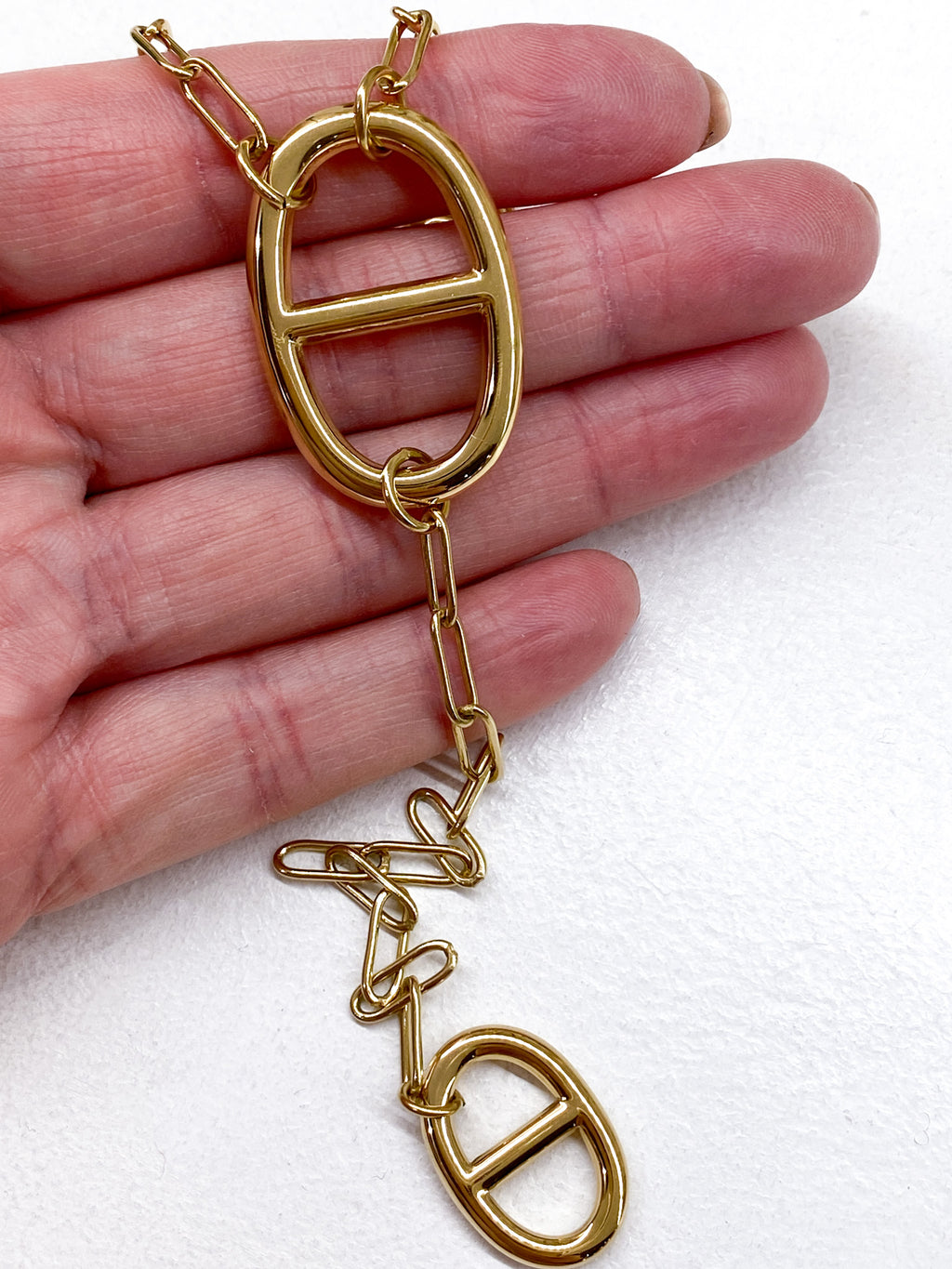 Collier long Y chaîne large à grosses mailles
