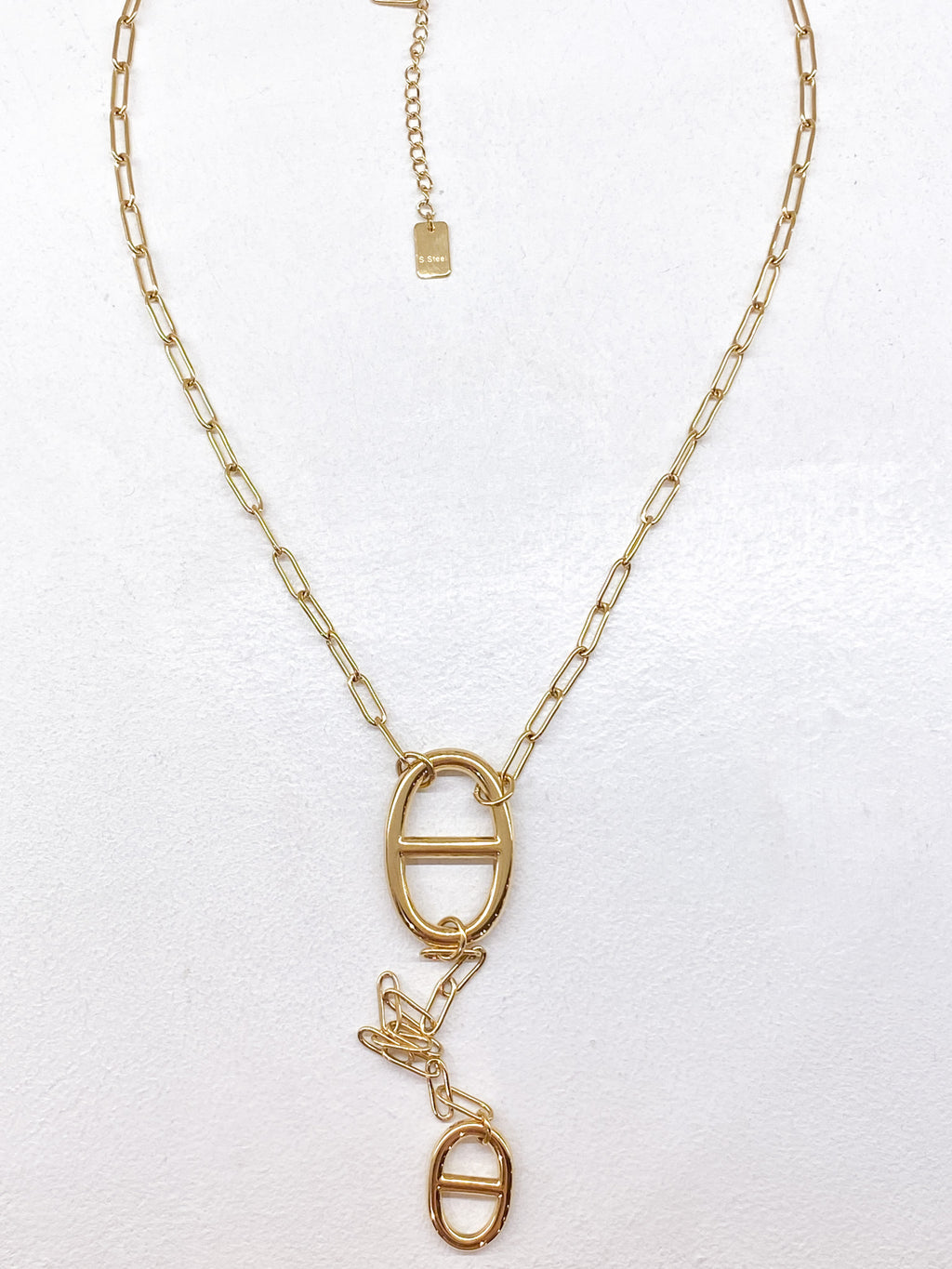 Collier long Y chaîne large à grosses mailles