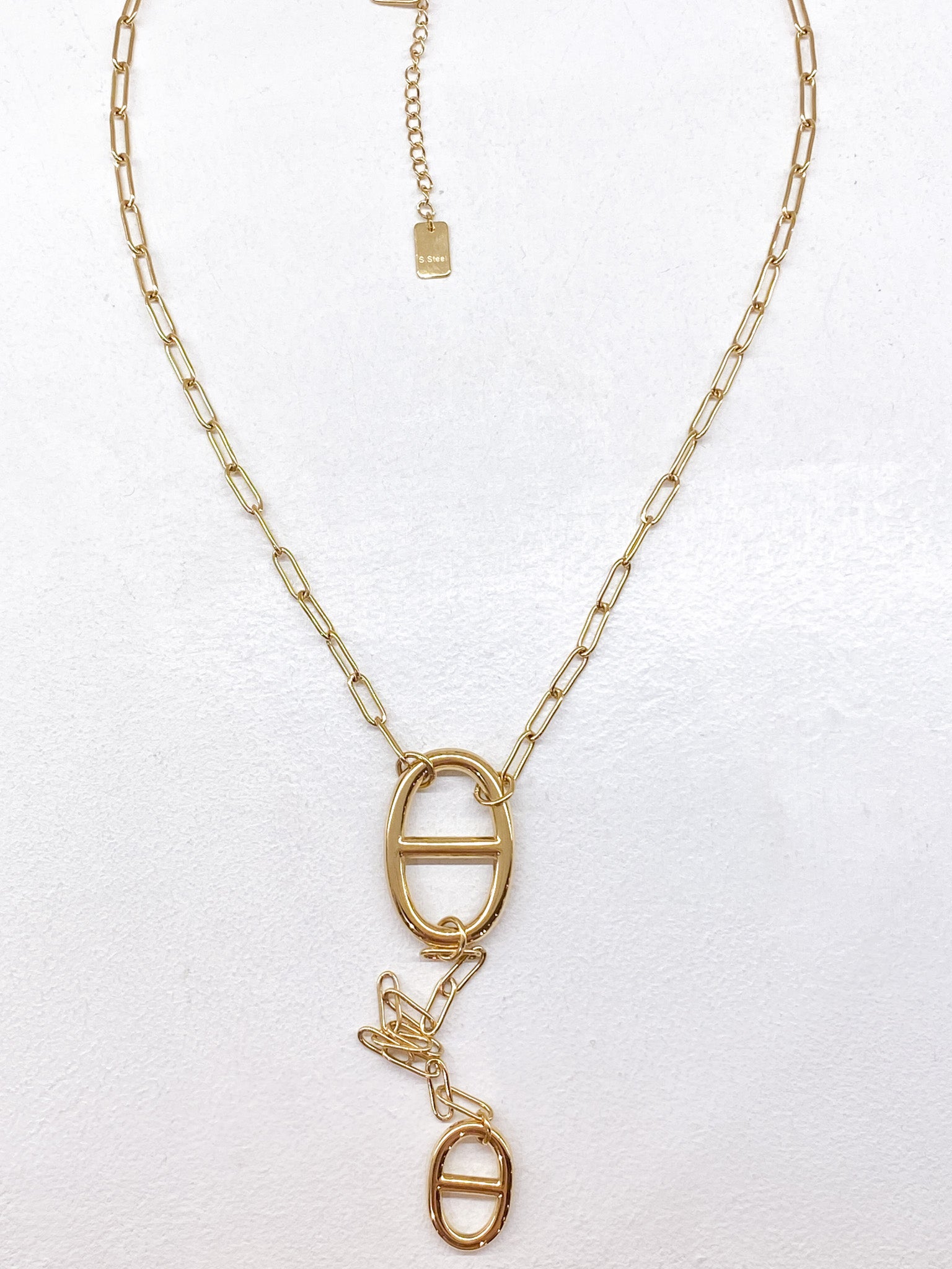 Collier long Y chaîne large à grosses mailles