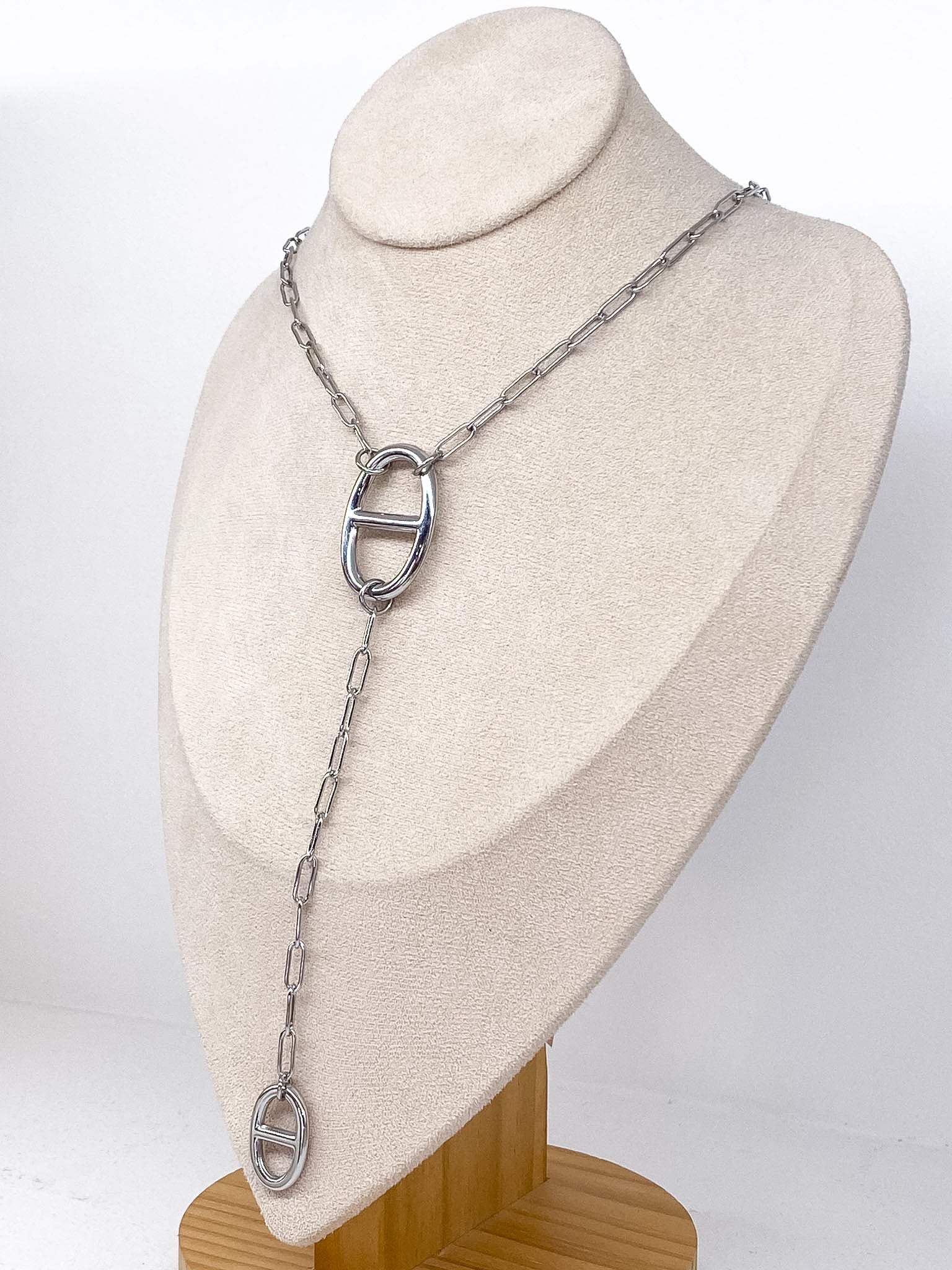 Collier long Y chaîne large à grosses mailles