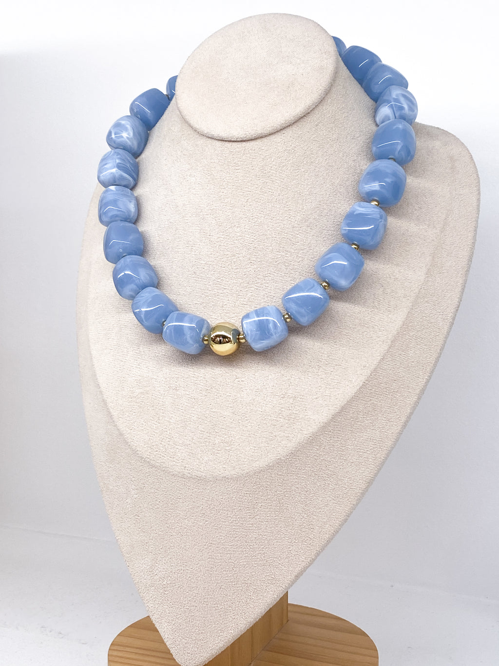 Collier perles carrées acétate marbré