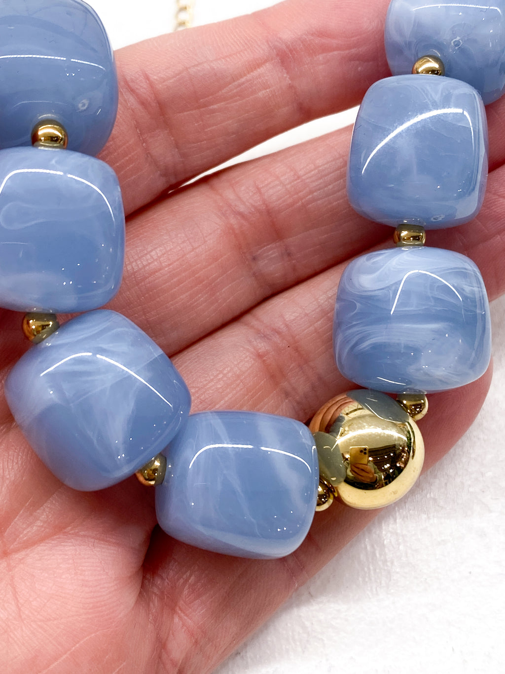 Collier perles carrées acétate marbré