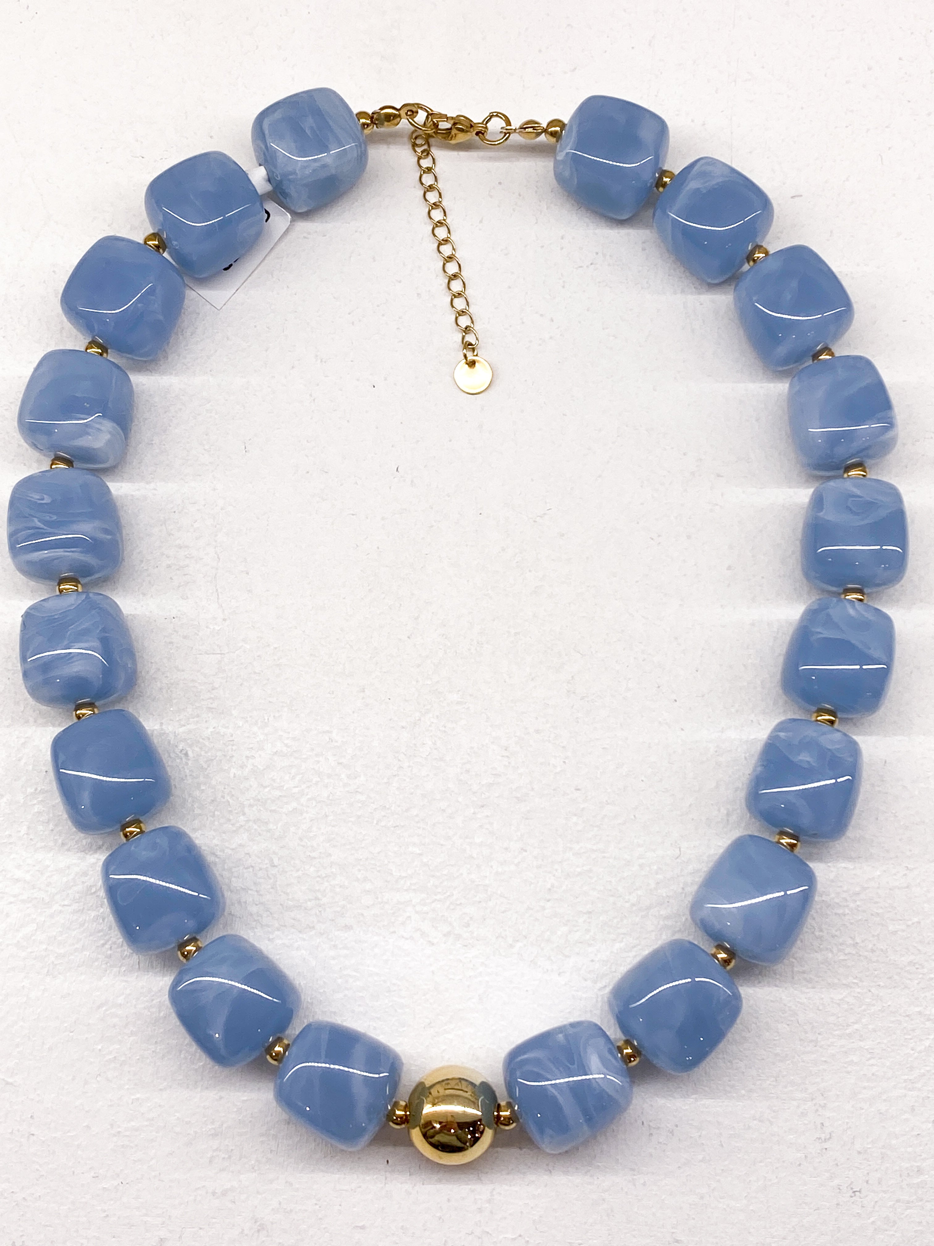 Collier perles carrées acétate marbré