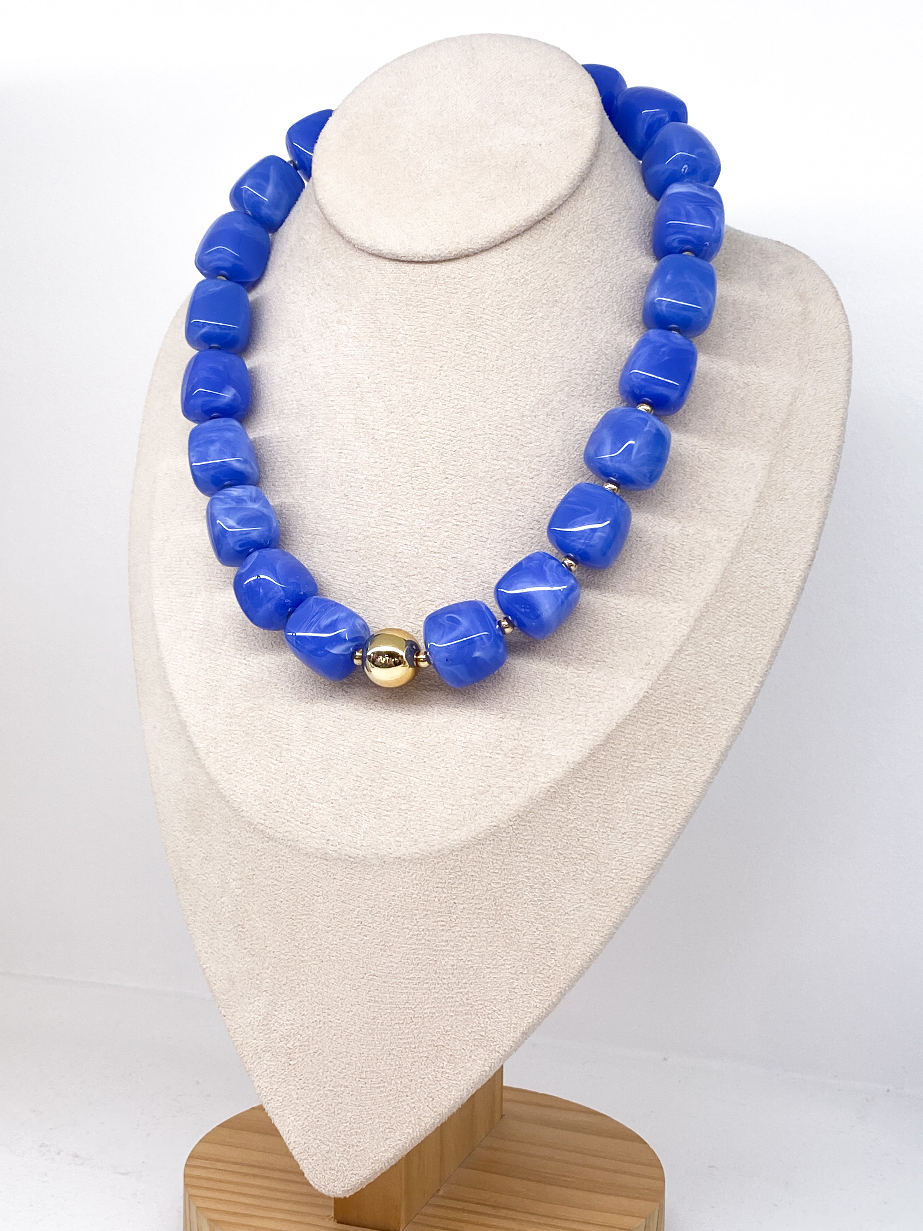 Collier perles carrées acétate marbré