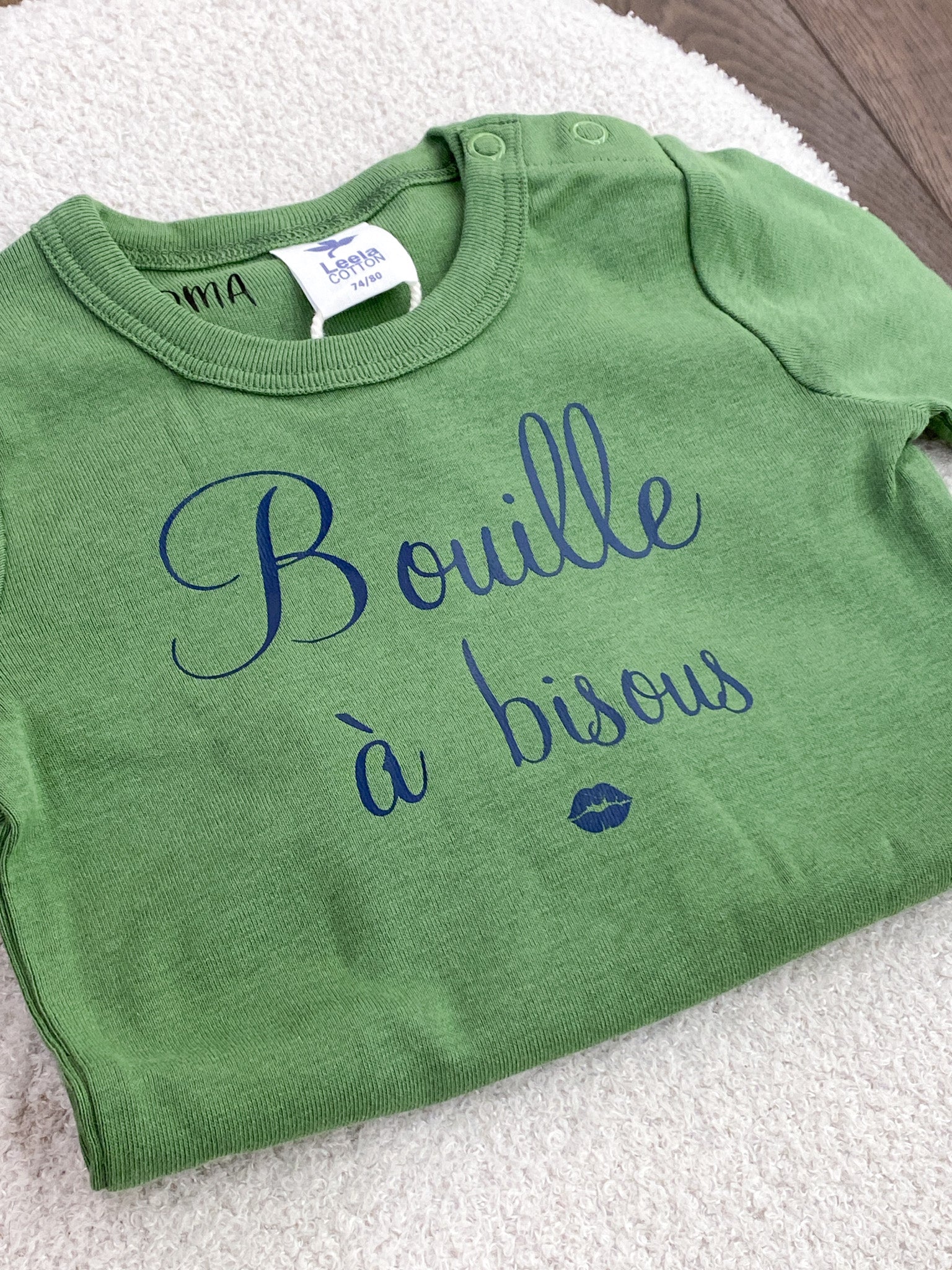 Body bébé personnalisé vert – manches courtes