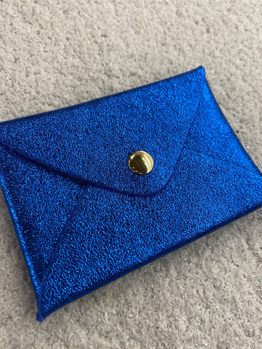 Porte-cartes en cuir véritable bleu et vert
