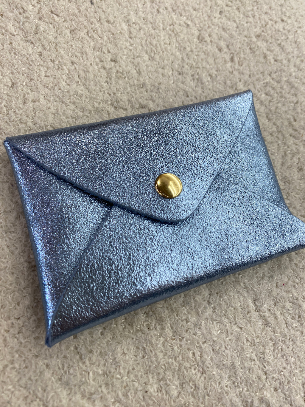 Porte-cartes en cuir véritable bleu et vert