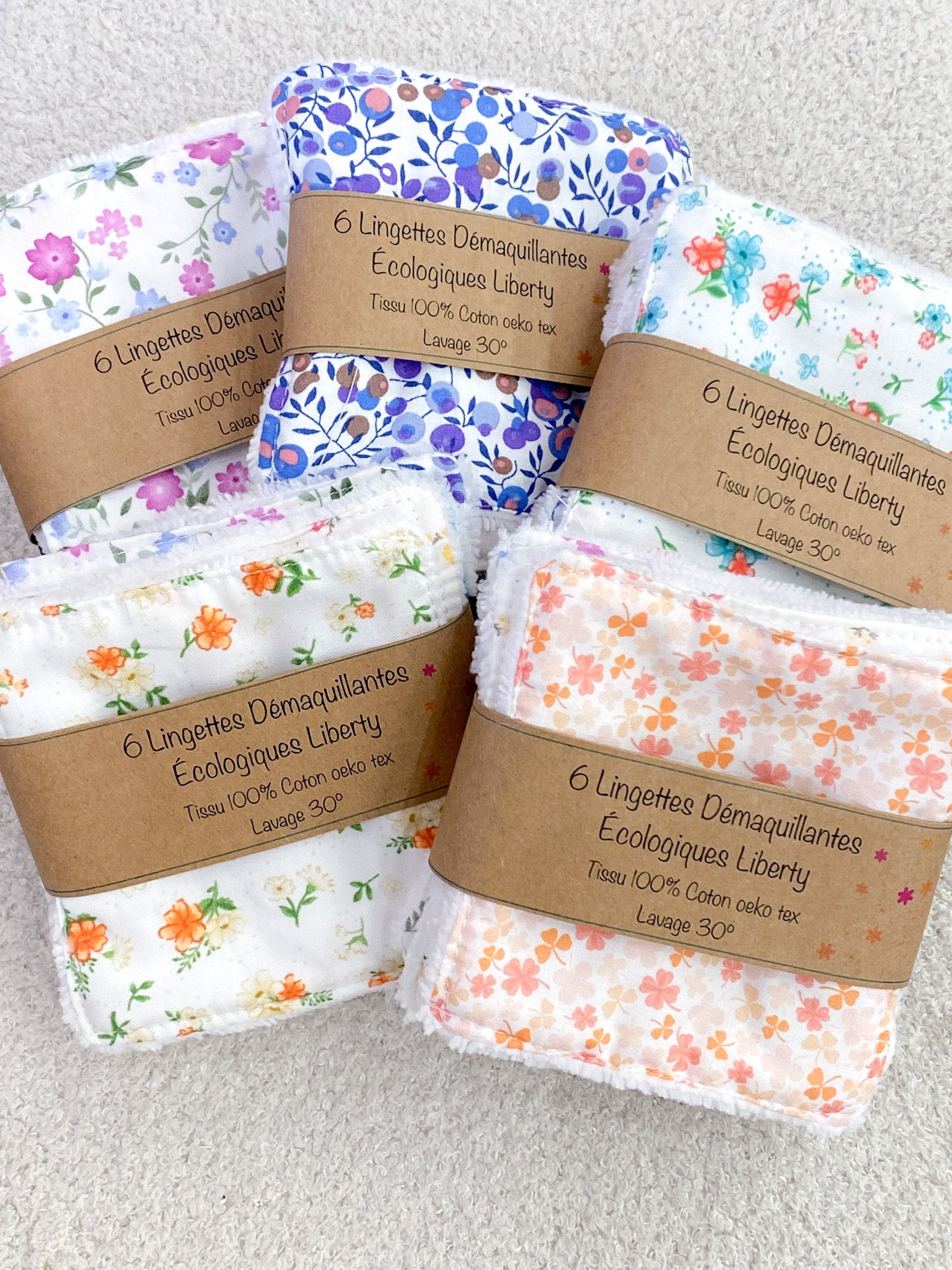 Lingettes démaquillantes lavables en coton et éponge bambou