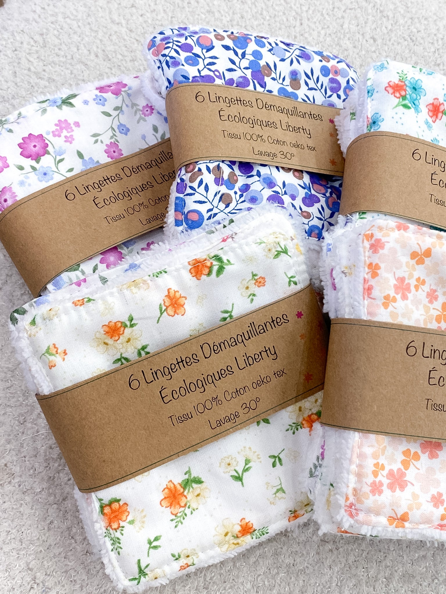 Lingettes démaquillantes lavables en coton et éponge bambou