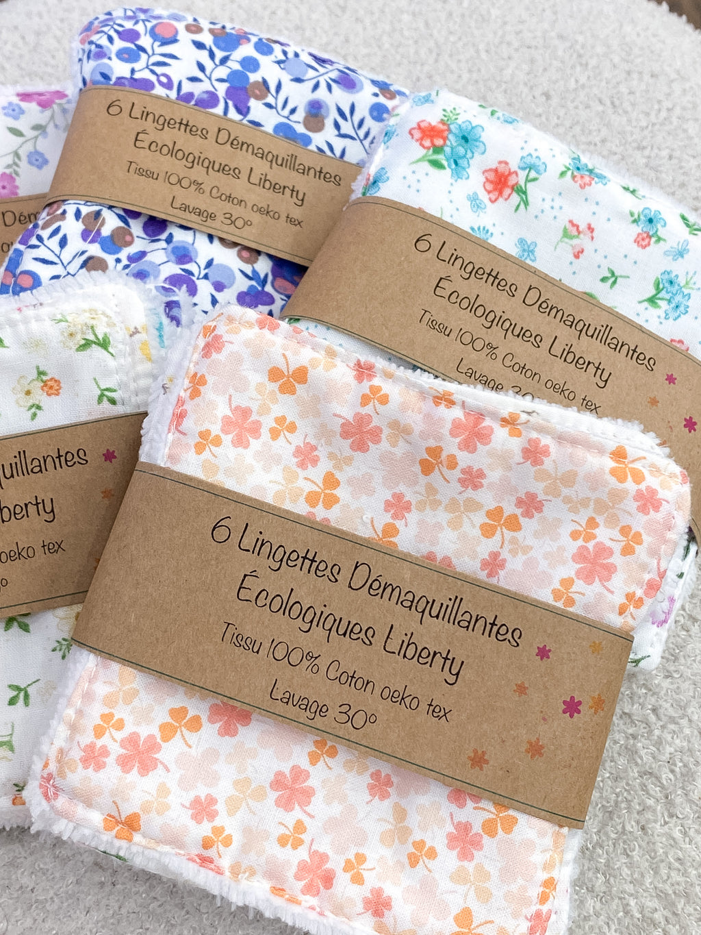 Lingettes démaquillantes lavables en coton et éponge bambou