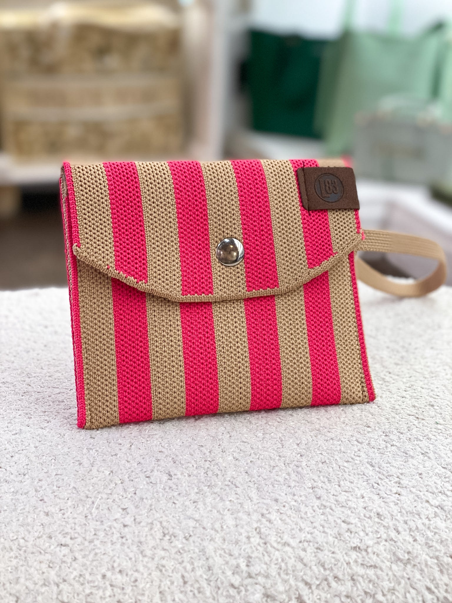 Porte-monnaie carré femme rayé compact