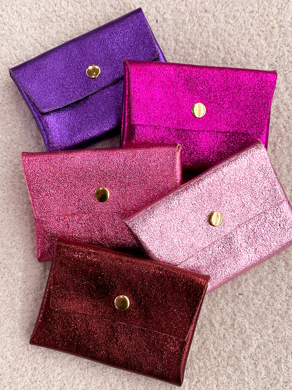 Porte-monnaie en cuir rose et violet