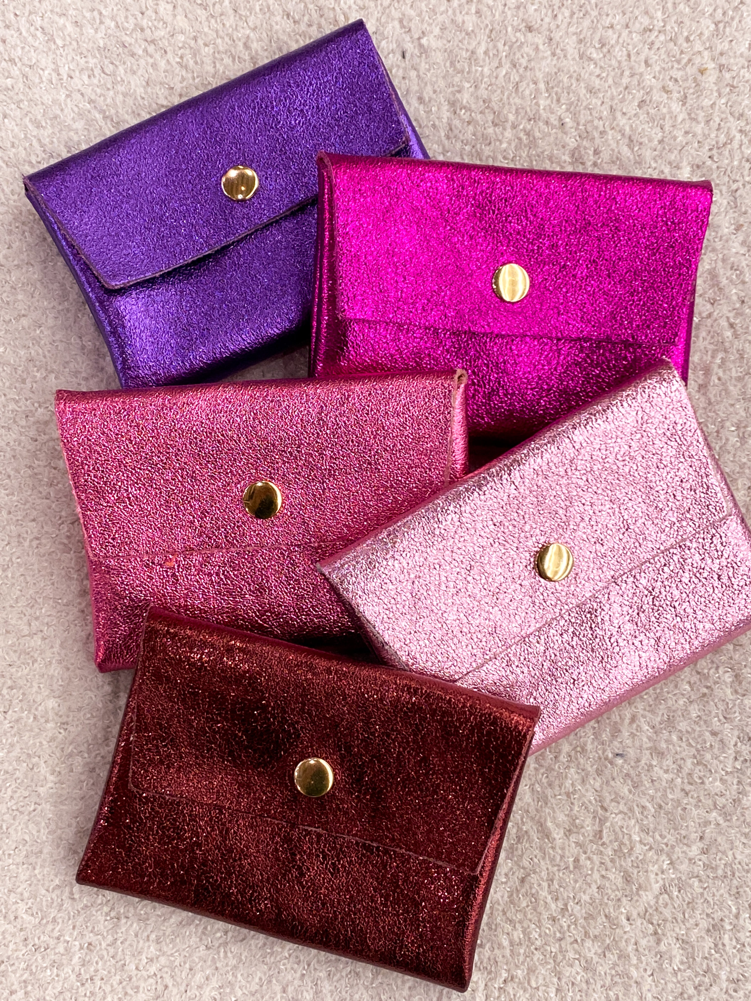 Porte-monnaie en cuir rose et violet