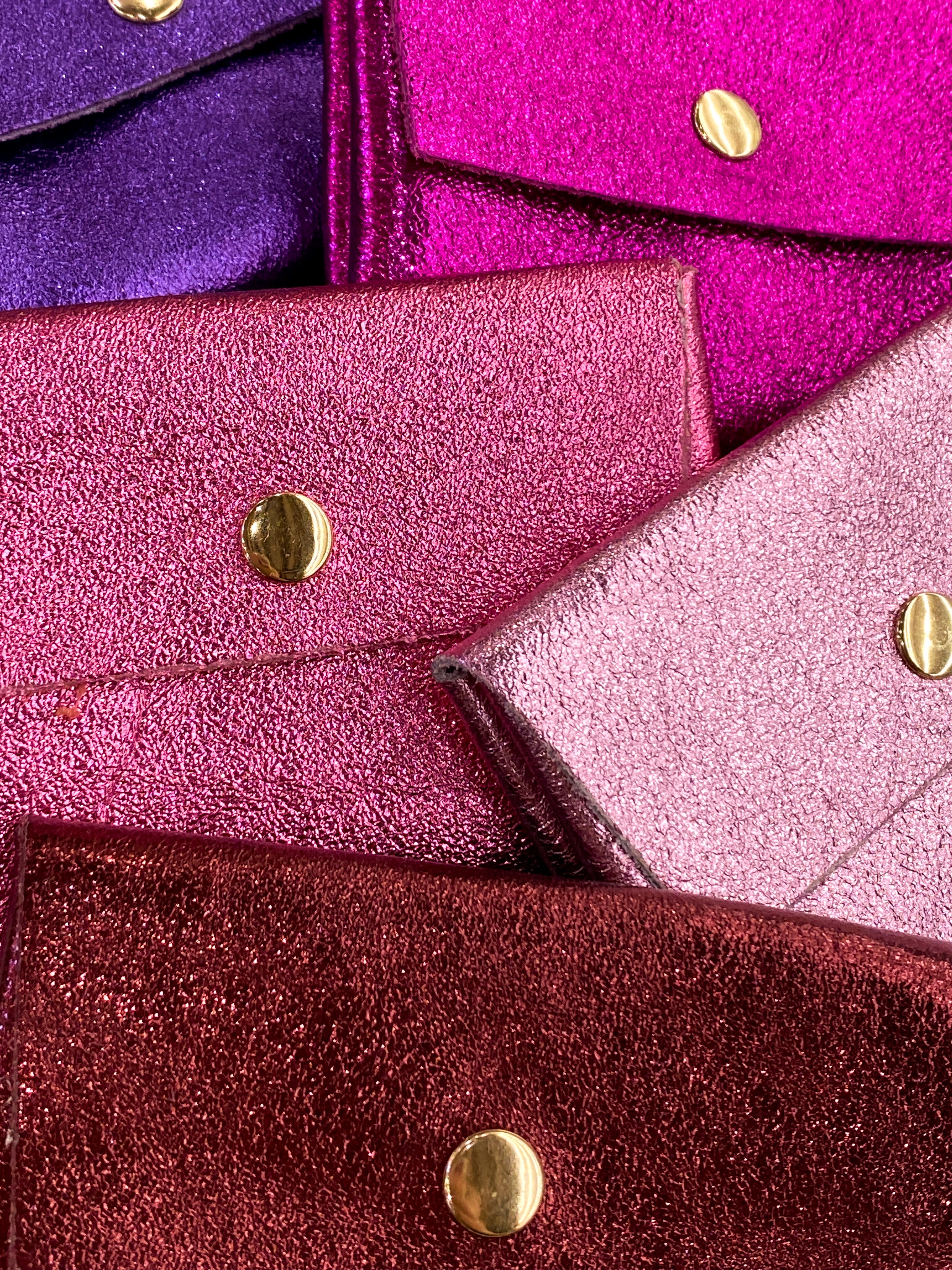 Porte-monnaie en cuir rose et violet