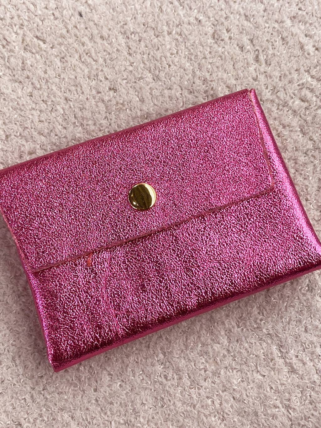 Porte-monnaie en cuir rose et violet