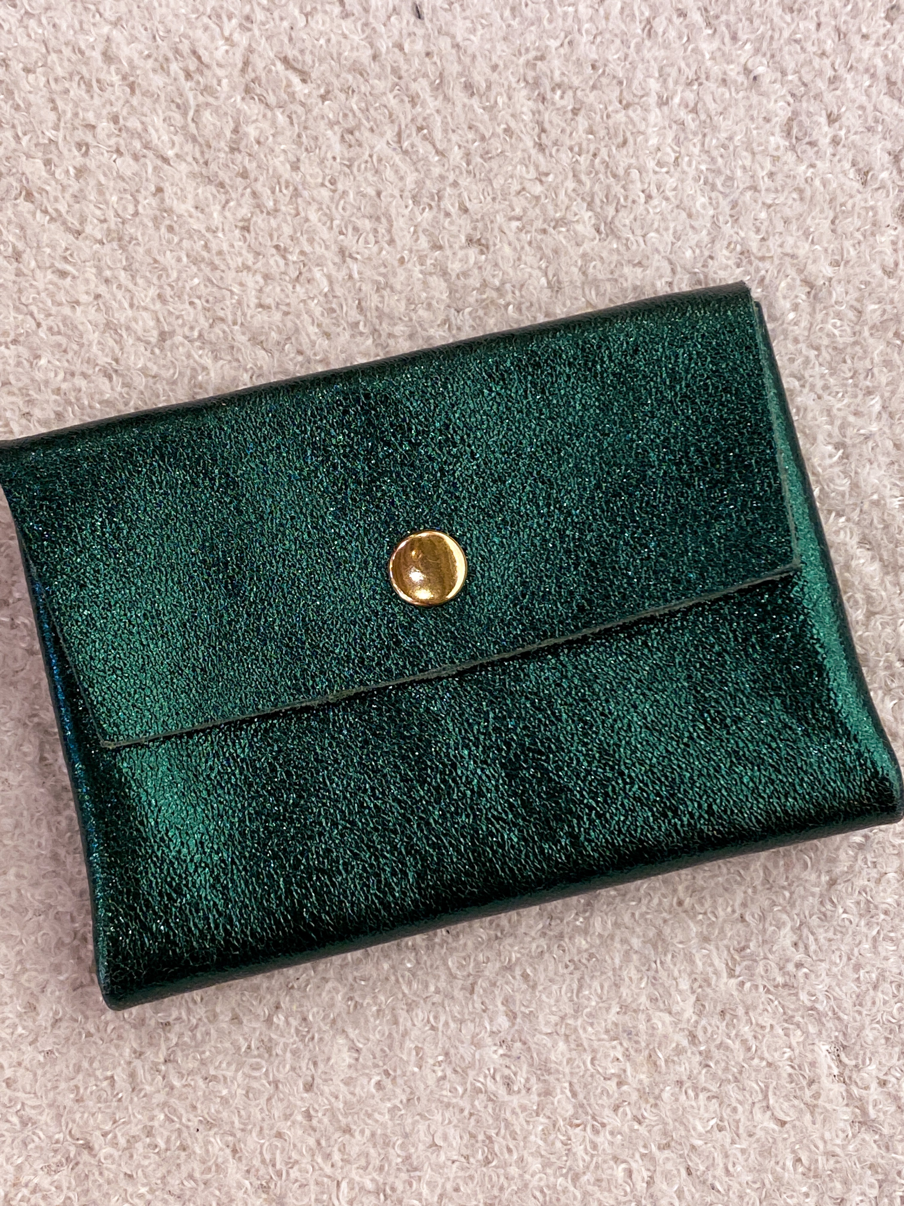 Porte-monnaie double cuir bleu-vert irisé