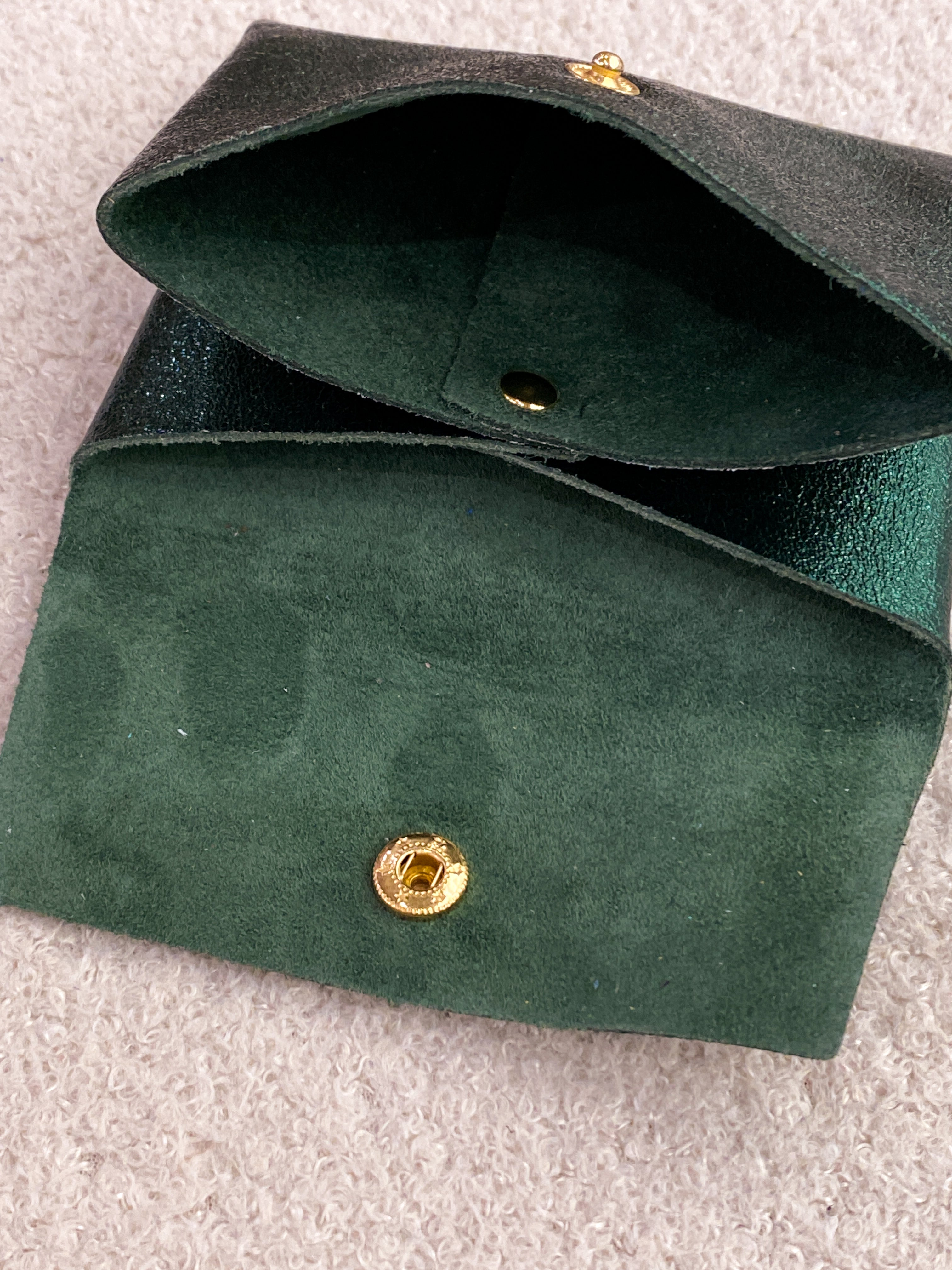 Porte-monnaie double cuir bleu-vert irisé