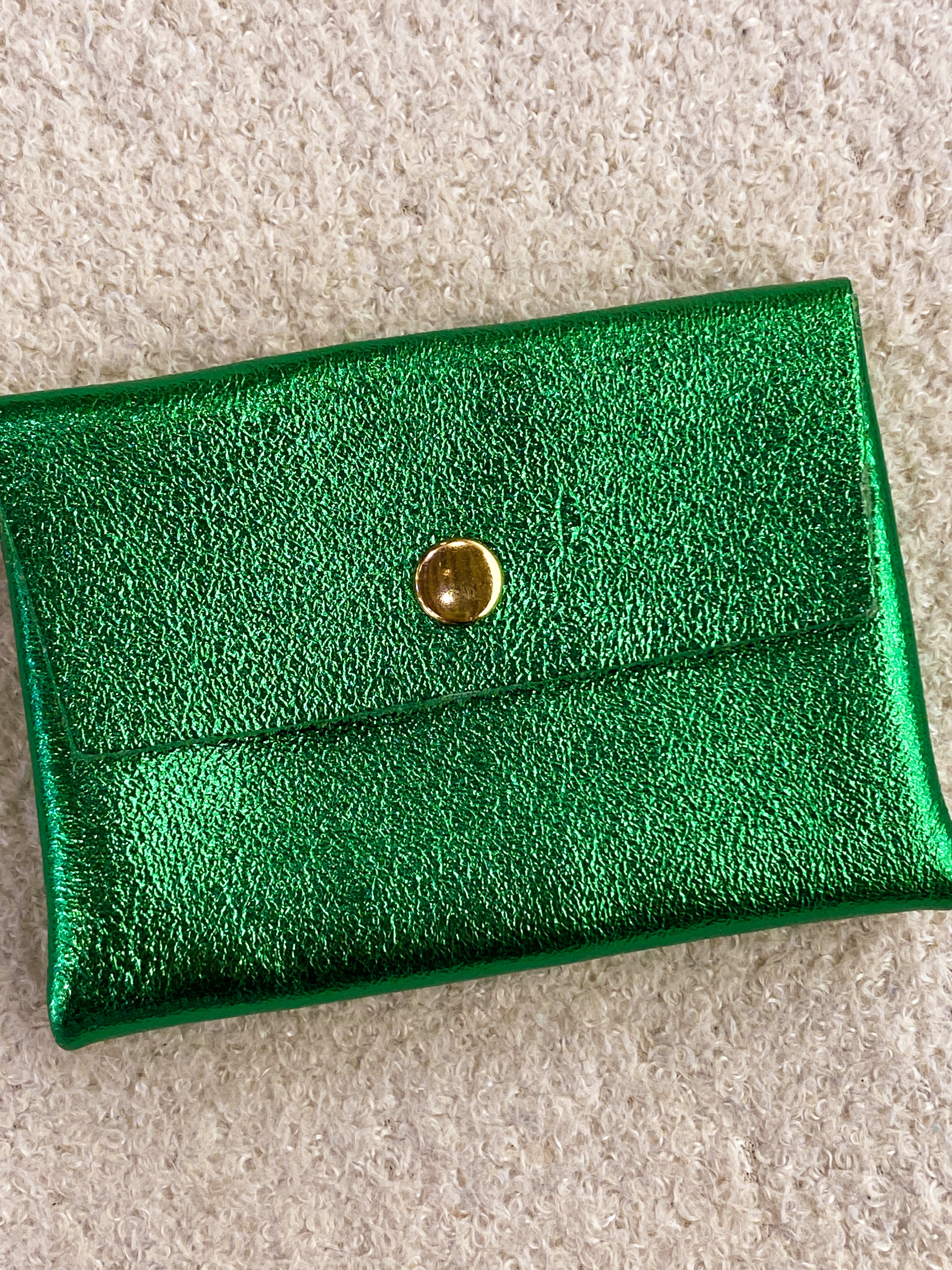 Porte-monnaie double cuir bleu-vert irisé