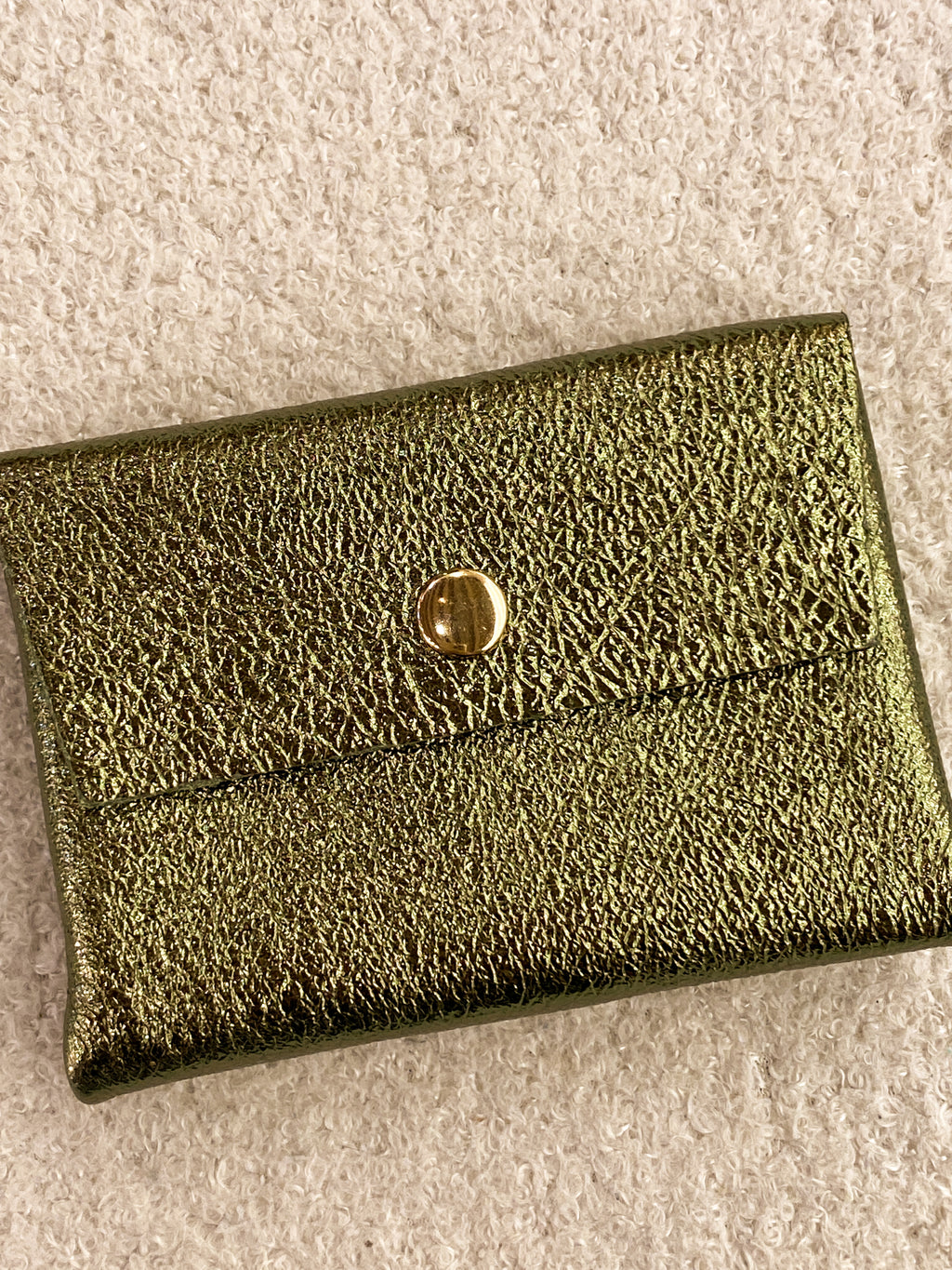 Porte-monnaie double cuir bleu-vert irisé
