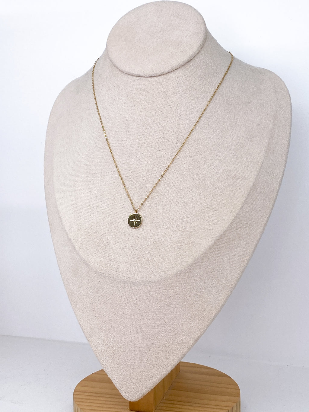 Collier fin en acier inoxydable étoile polaire avec strass