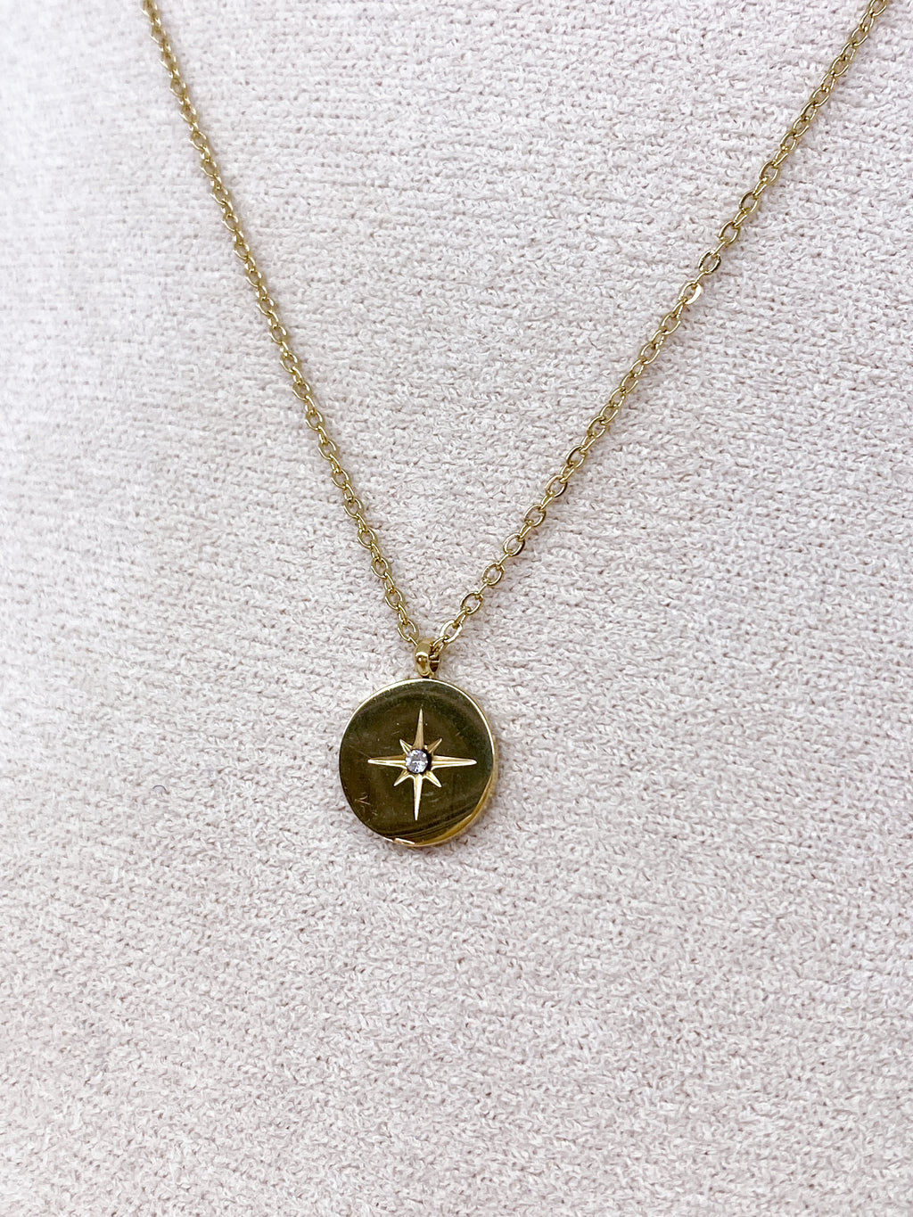 Collier fin en acier inoxydable étoile polaire avec strass