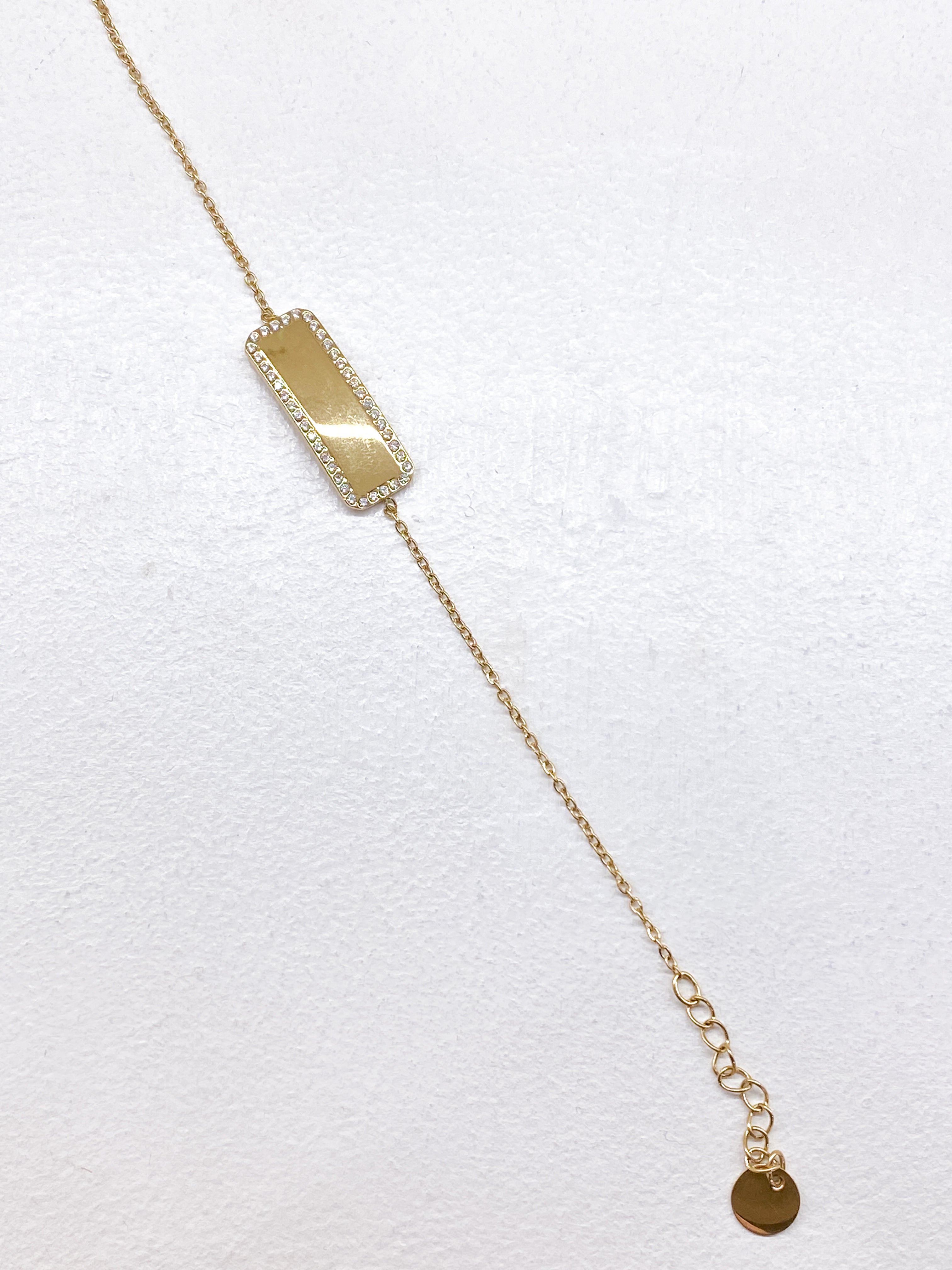 Bracelet fin en acier inoxydable doré rectangle strassé