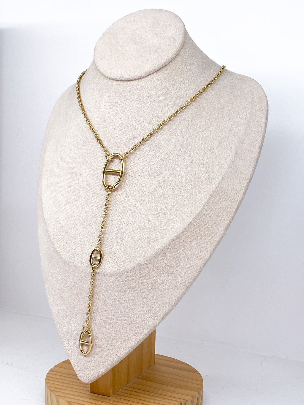 Collier Y chaîne épaisse dorées avec gros maillons
