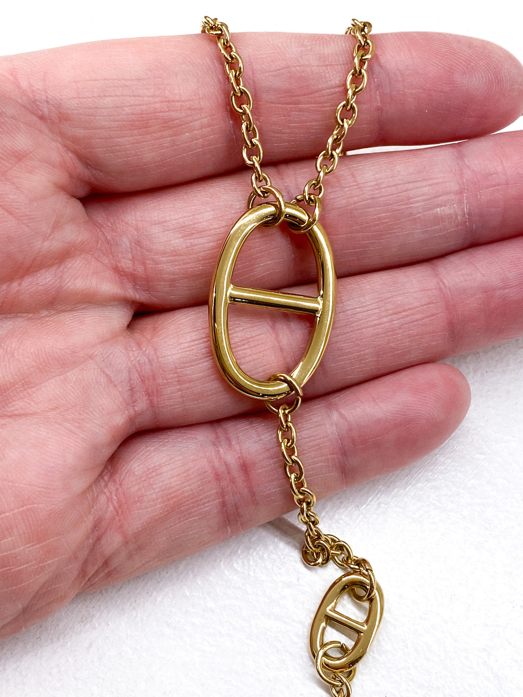 Collier Y chaîne épaisse dorées avec gros maillons