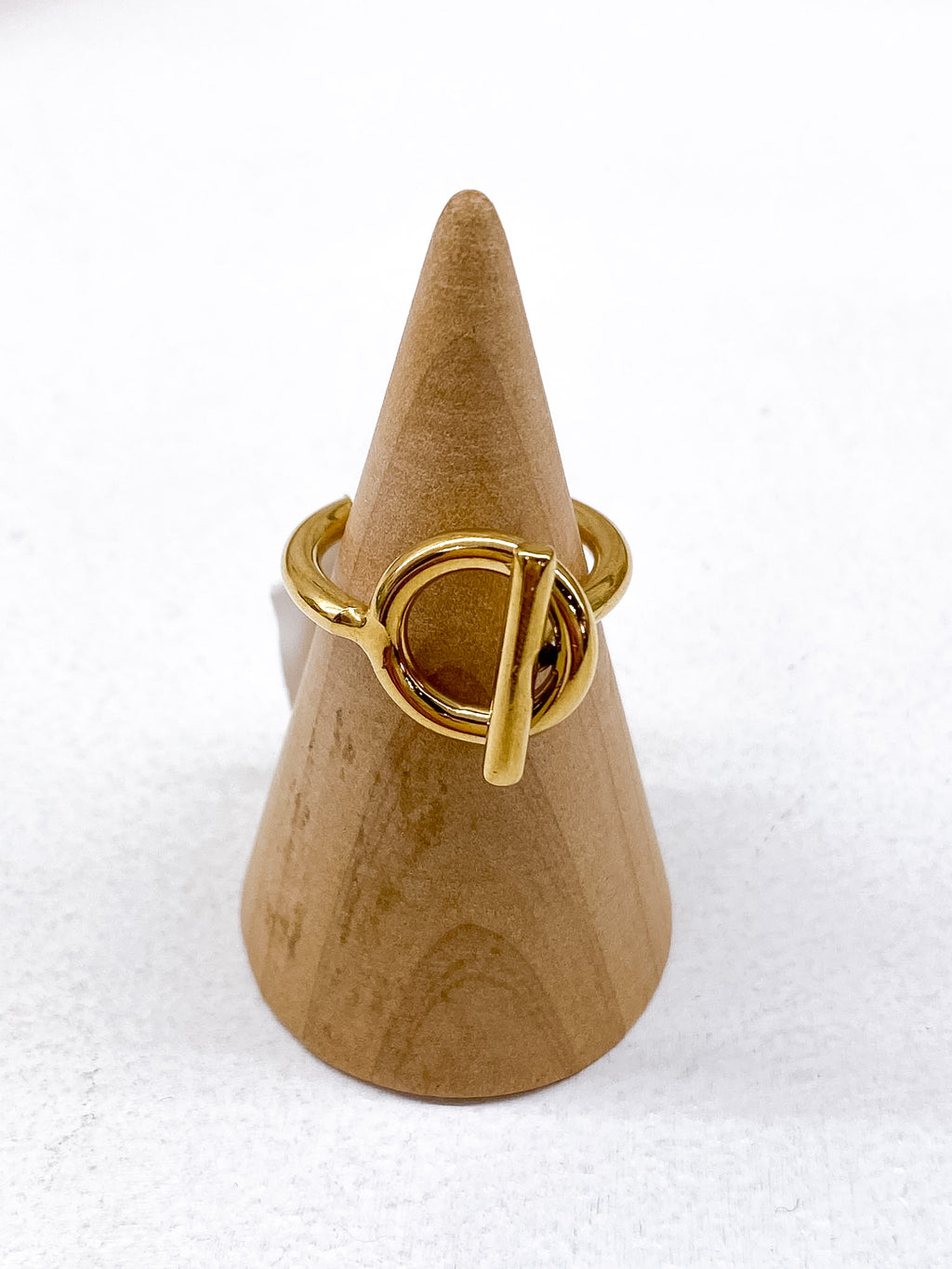 Bague fine géométrique cercle et ligne en acier inoxydable