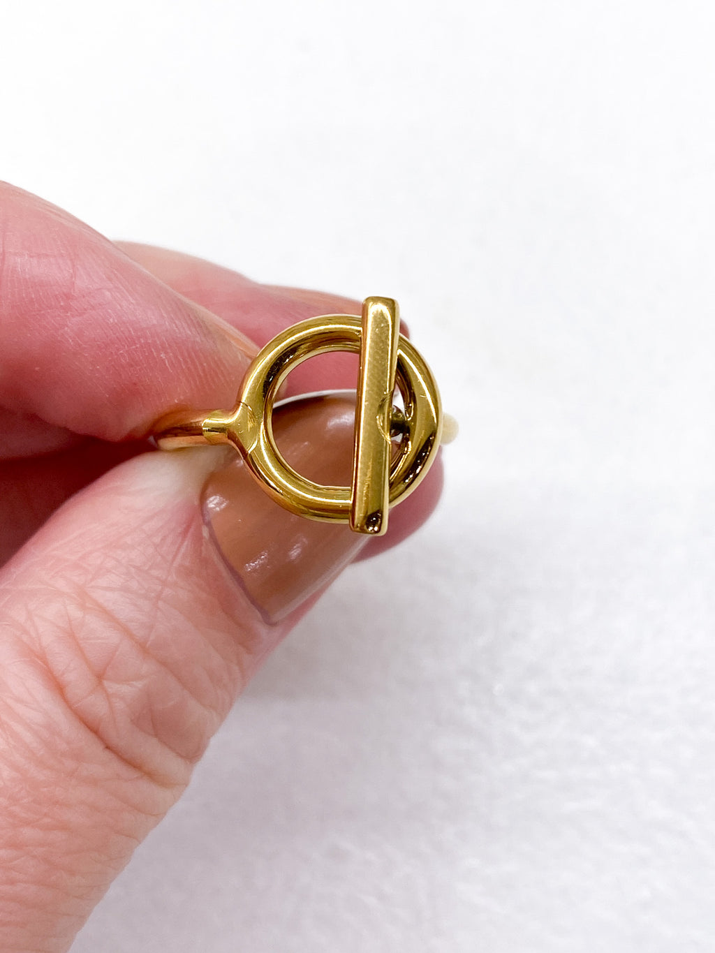 Bague fine géométrique cercle et ligne en acier inoxydable