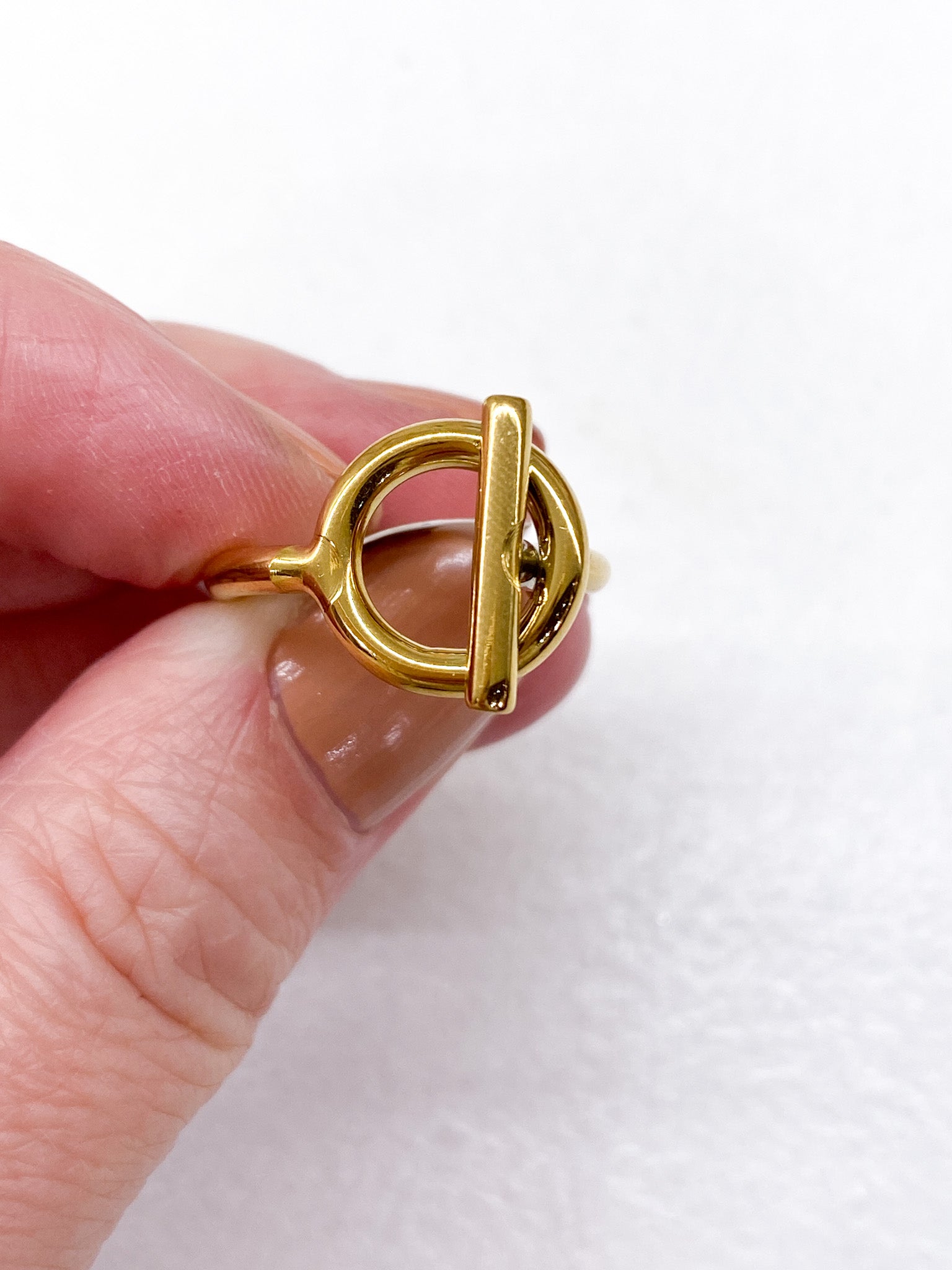 Bague fine géométrique cercle et ligne en acier inoxydable