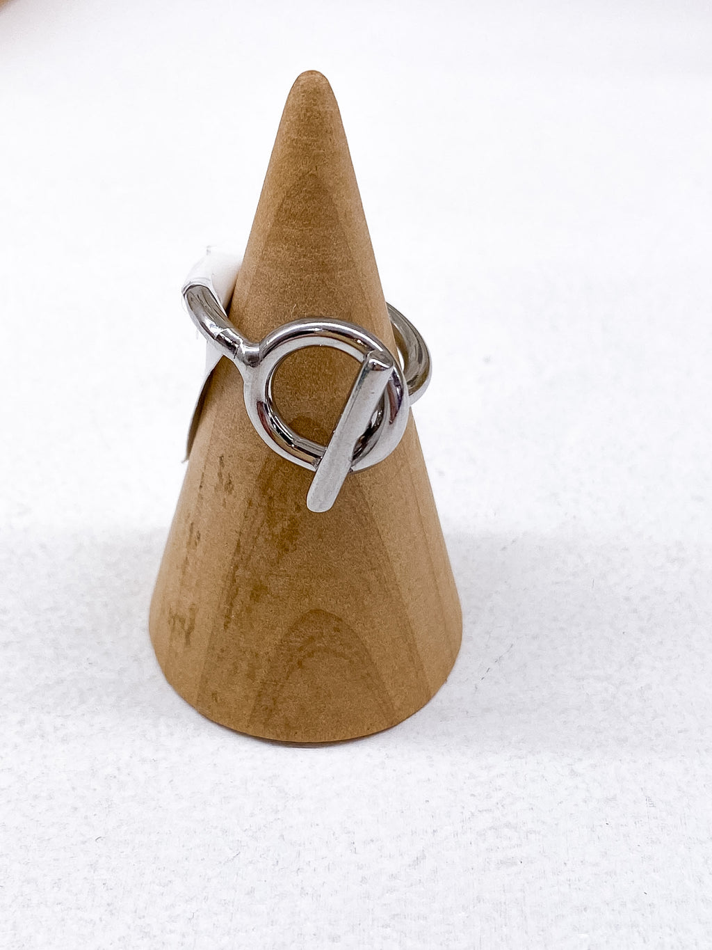 Bague fine géométrique cercle et ligne en acier inoxydable