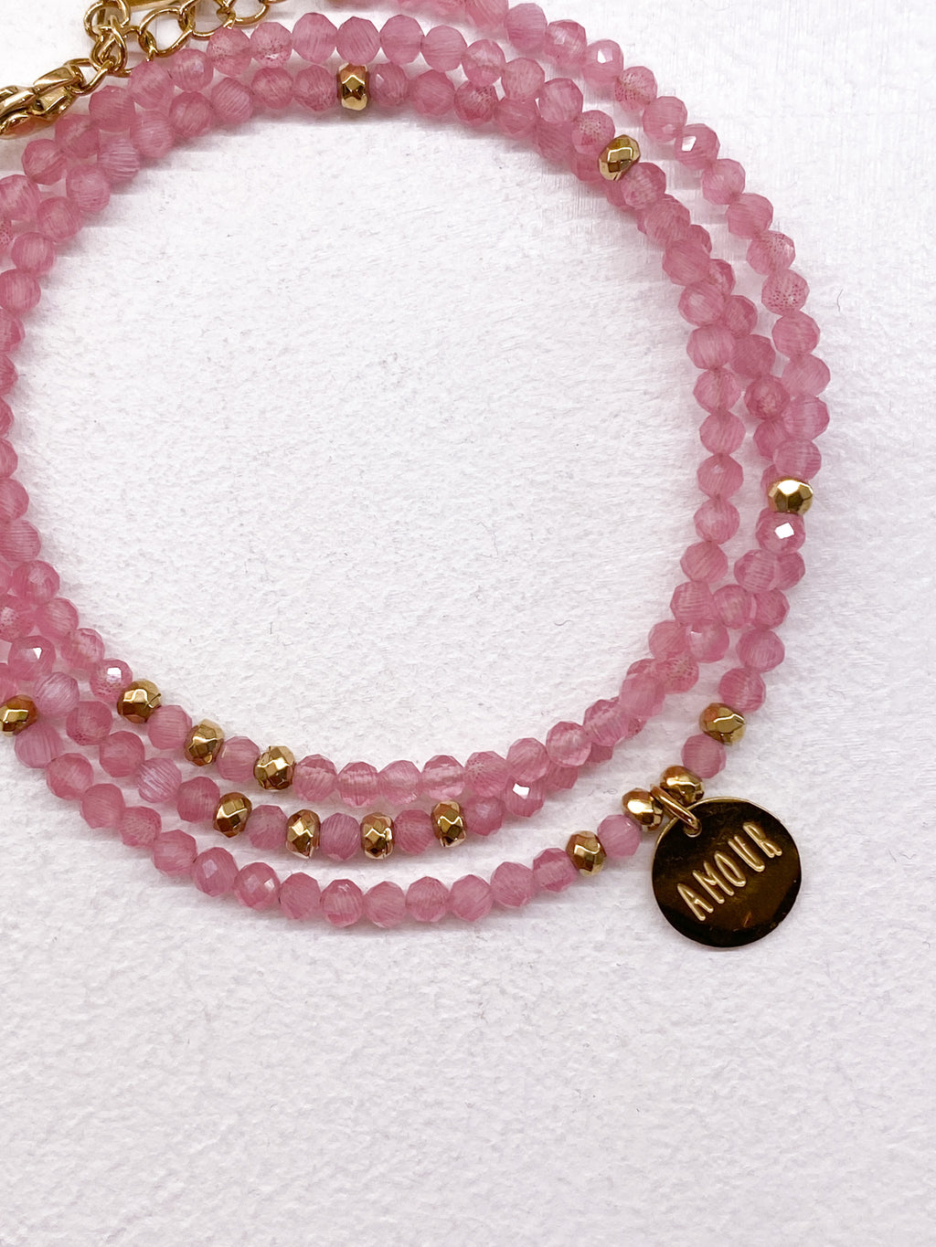 Bracelet 3 rangs Amour en pierres naturelles