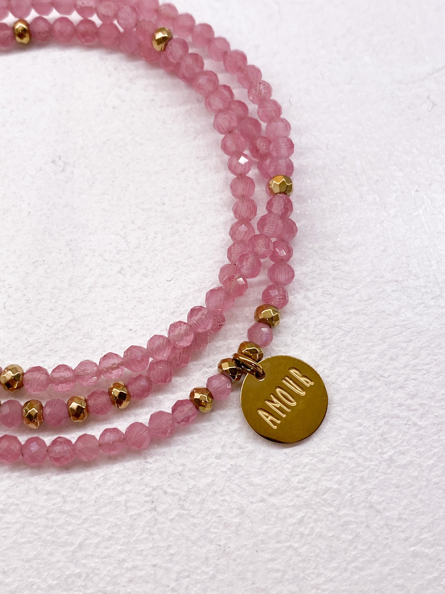 Bracelet 3 rangs Amour en pierres naturelles