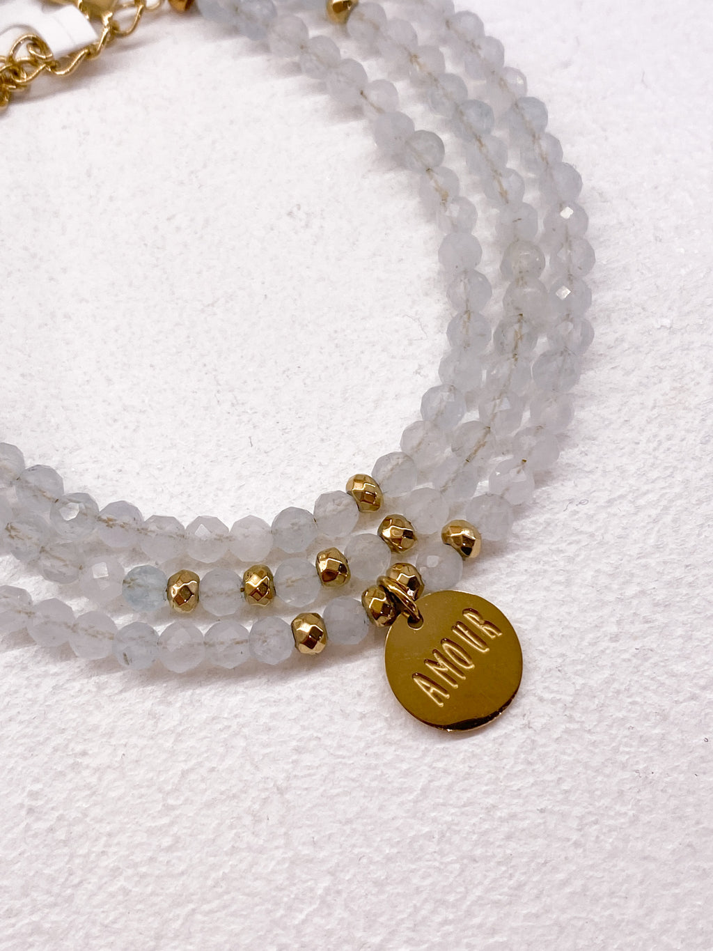 Bracelet 3 rangs Amour en pierres naturelles