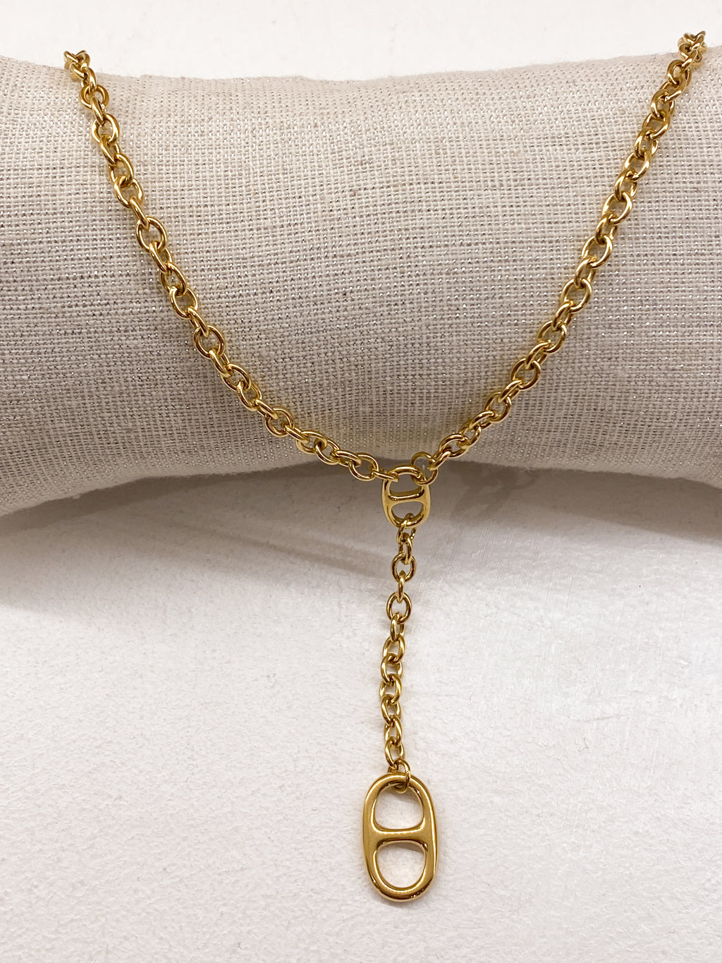 Collier Y acier inoxydable avec gros maillons et chaîne moderne