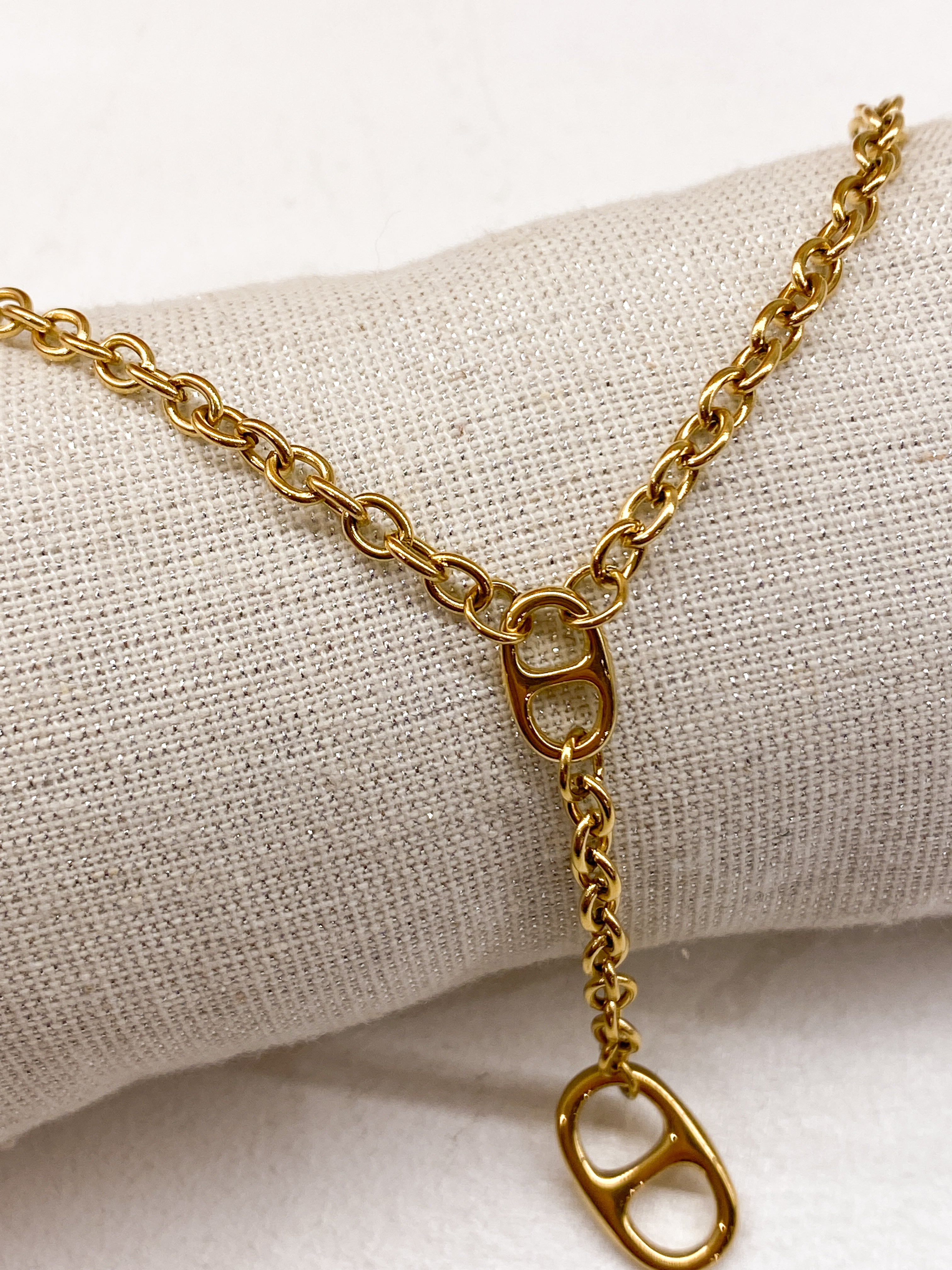 Collier Y acier inoxydable avec gros maillons et chaîne moderne