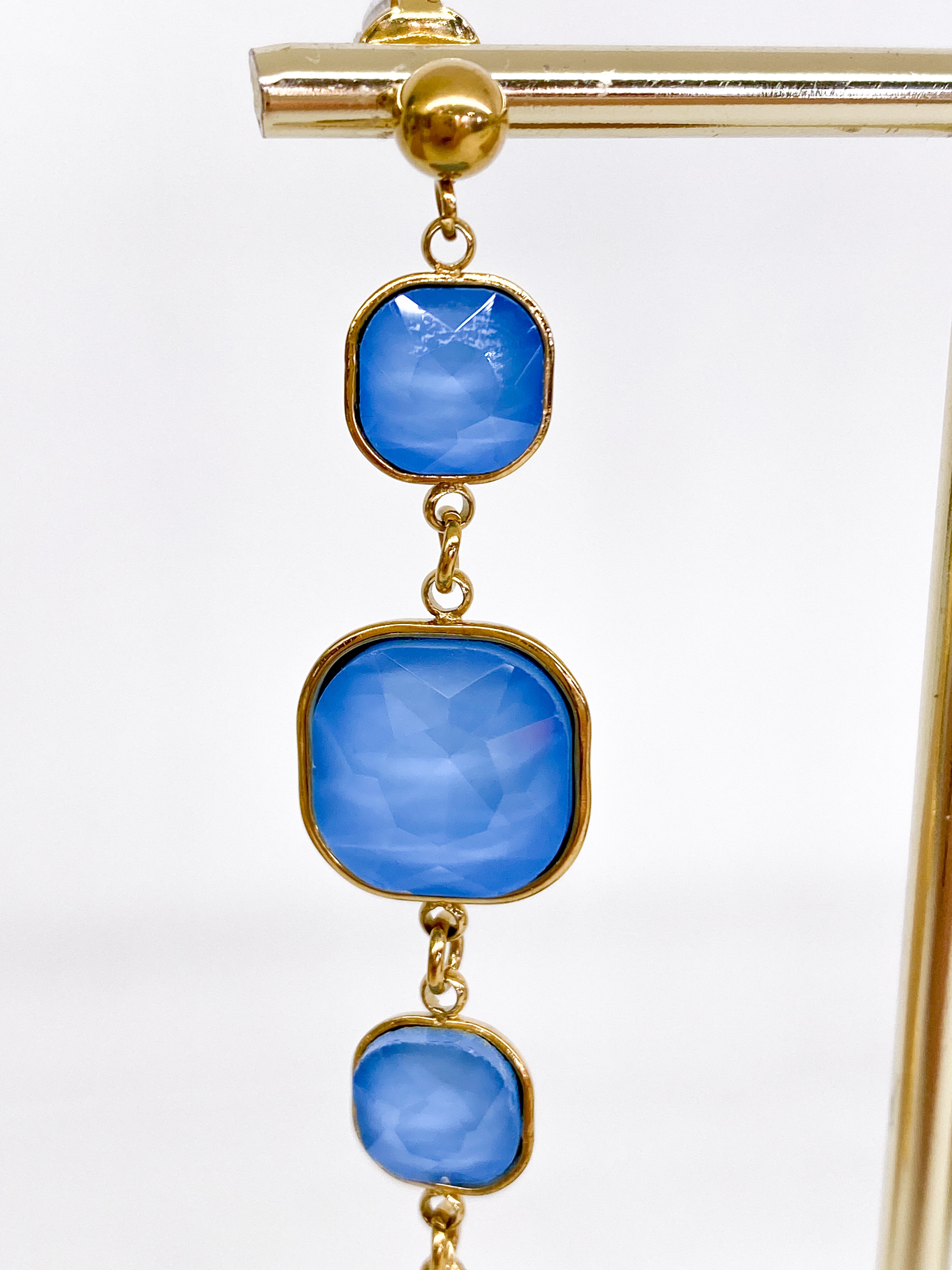 Boucles d’oreilles longues en pâte de verre