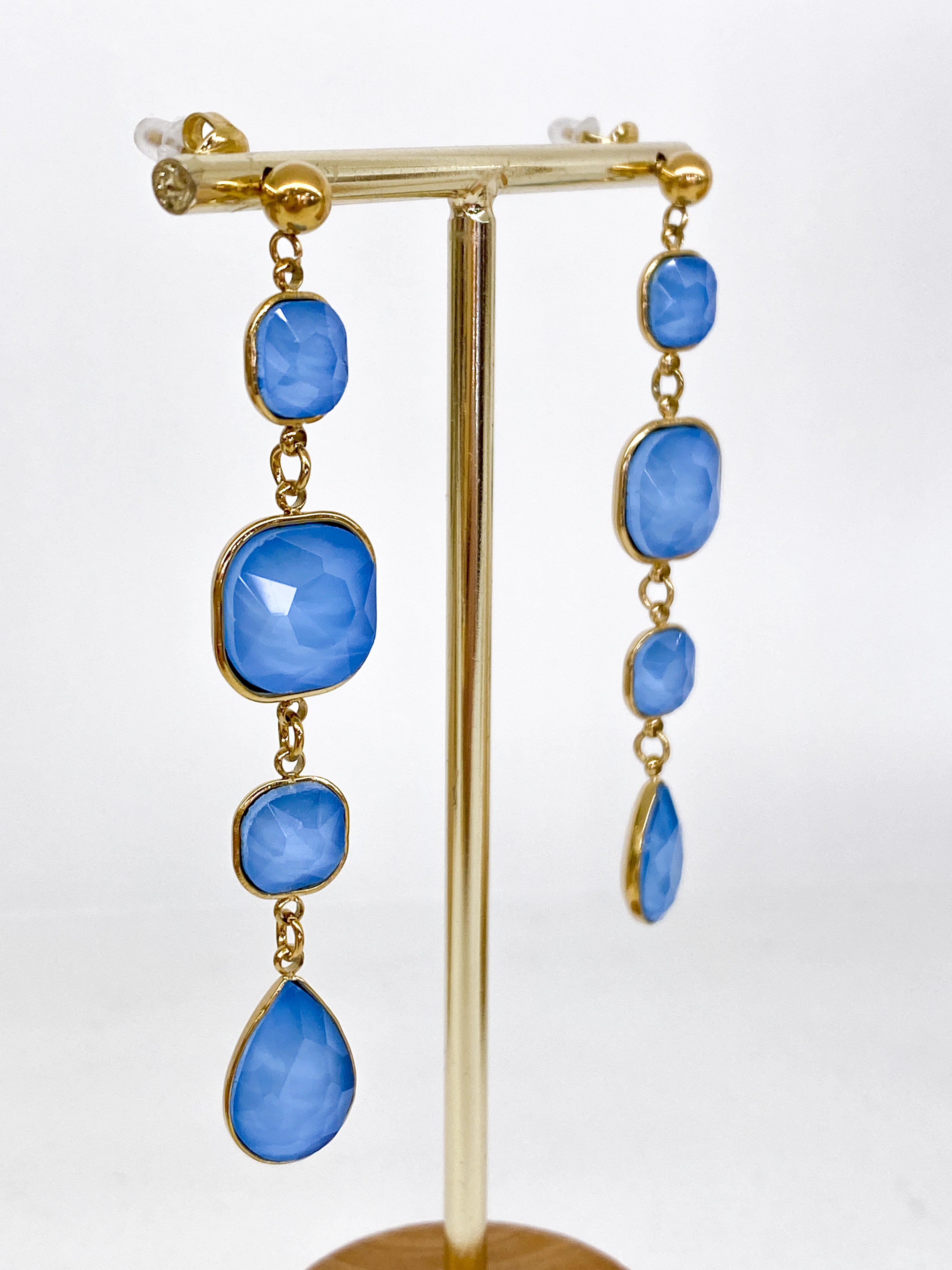 Boucles d’oreilles longues en pâte de verre