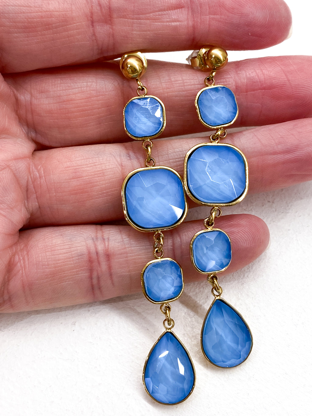 Boucles d’oreilles longues en pâte de verre