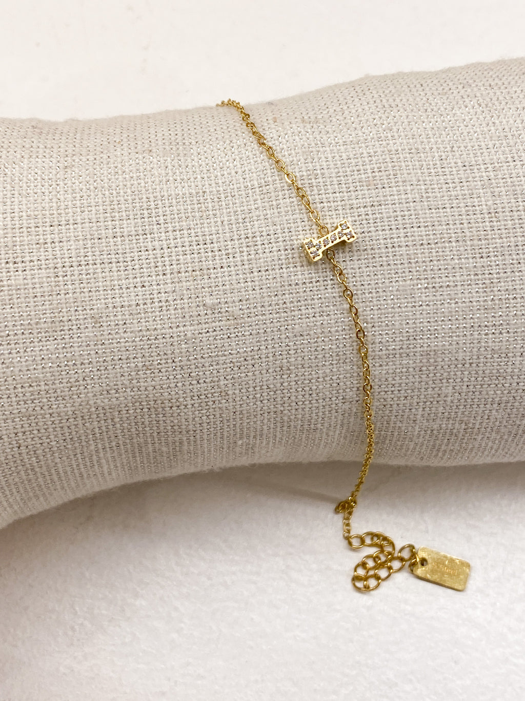 Bracelet A-Z lettre initiale acier inoxydable doré strass