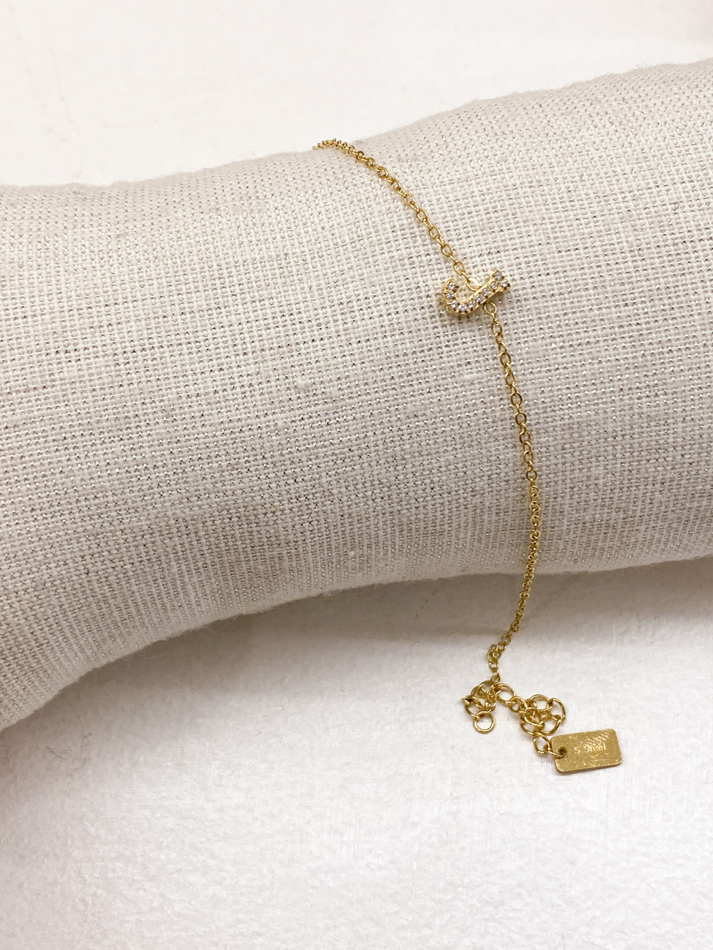 Bracelet A-Z lettre initiale acier inoxydable doré strass