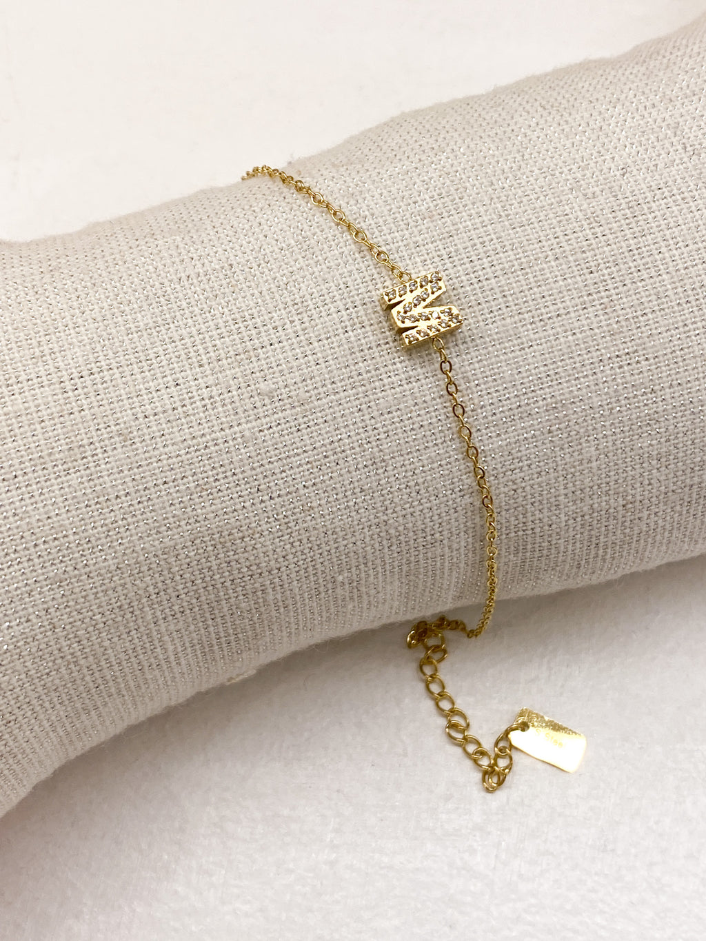 Bracelet A-Z lettre initiale acier inoxydable doré strass