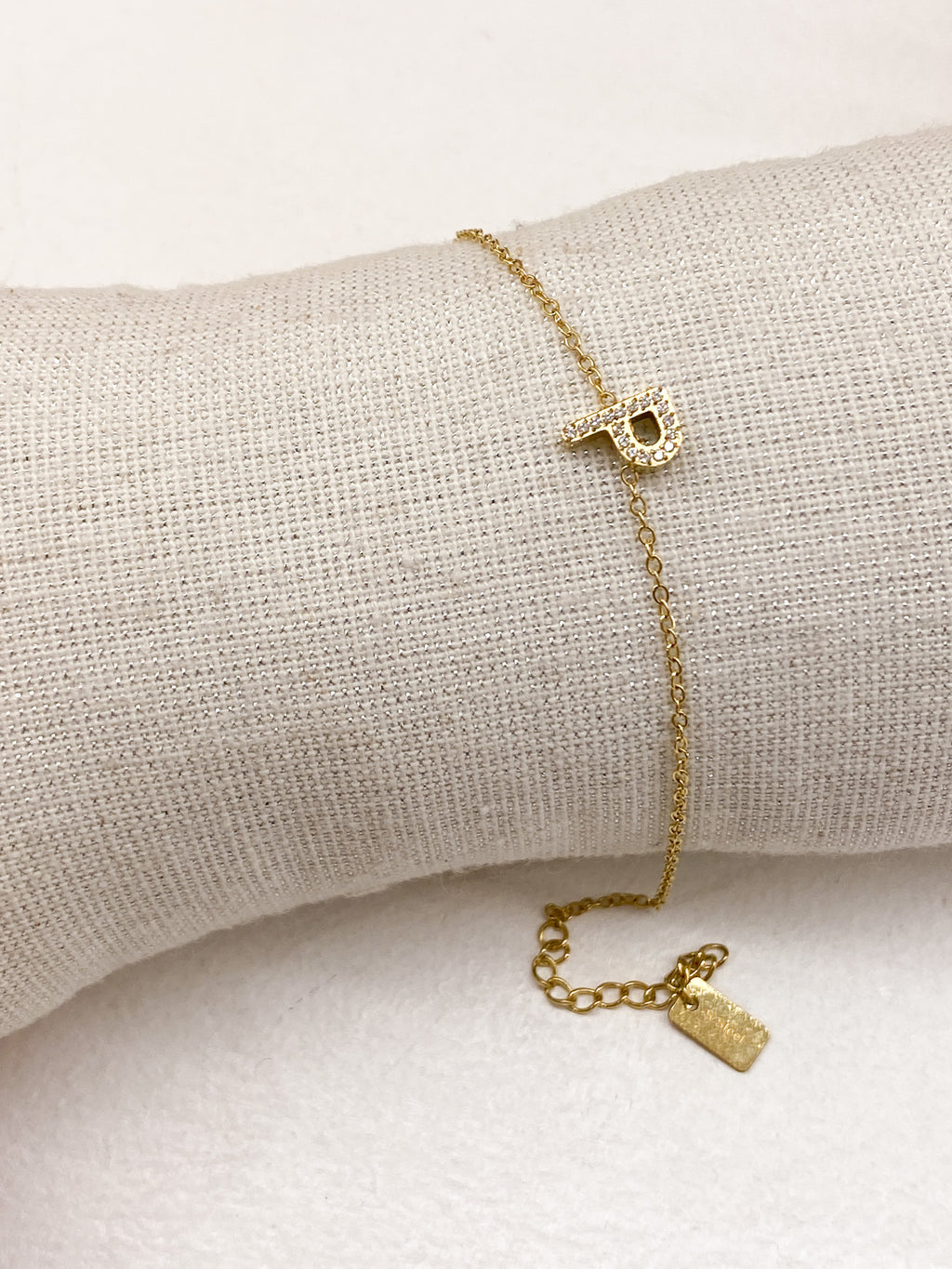 Bracelet A-Z lettre initiale acier inoxydable doré strass
