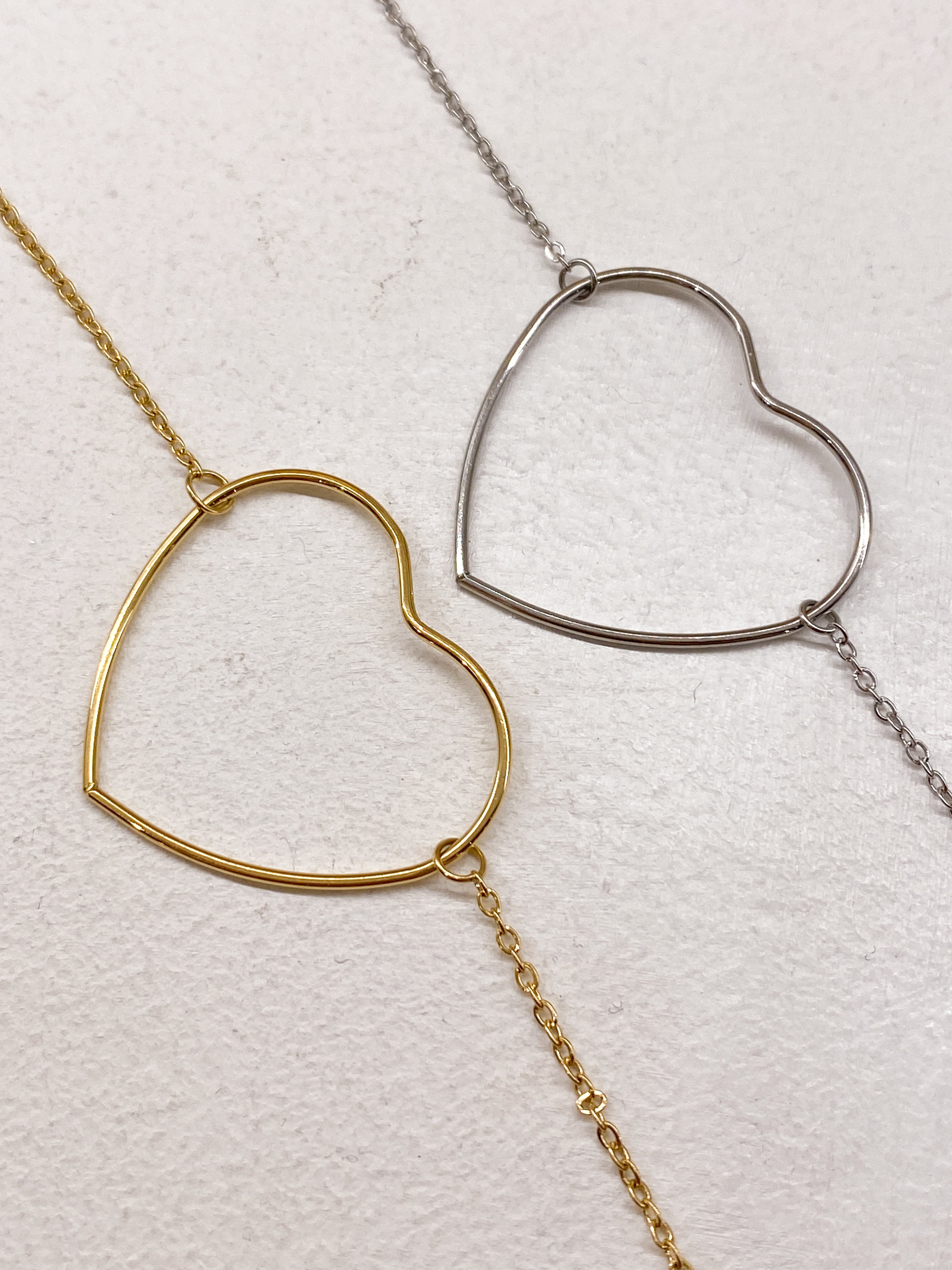 Bracelet cœur volumineux en acier inoxydable doré ou argenté