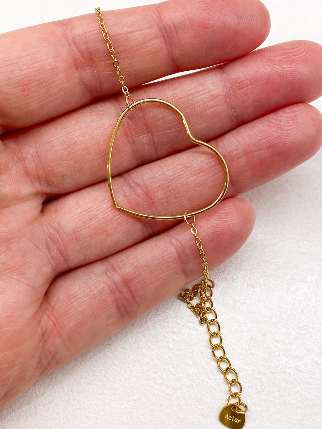 Bracelet cœur volumineux en acier inoxydable doré ou argenté