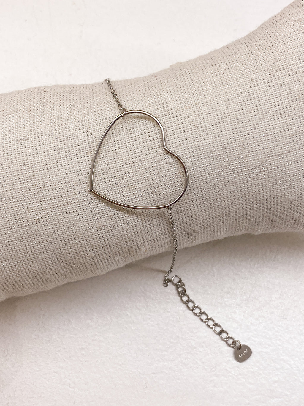 Bracelet cœur volumineux en acier inoxydable doré ou argenté
