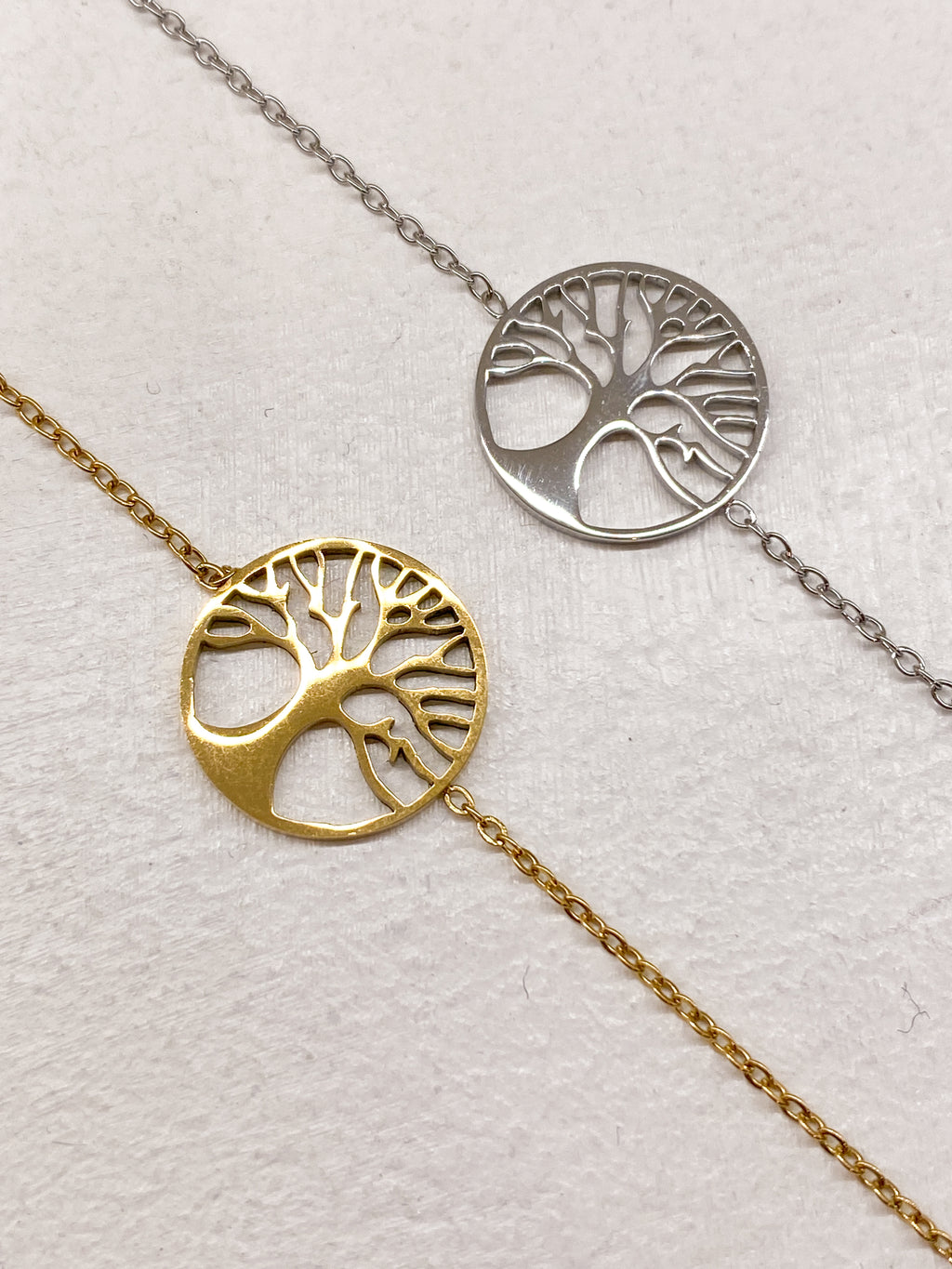 Bracelet arbre de vie en acier inoxydable doré ou argenté