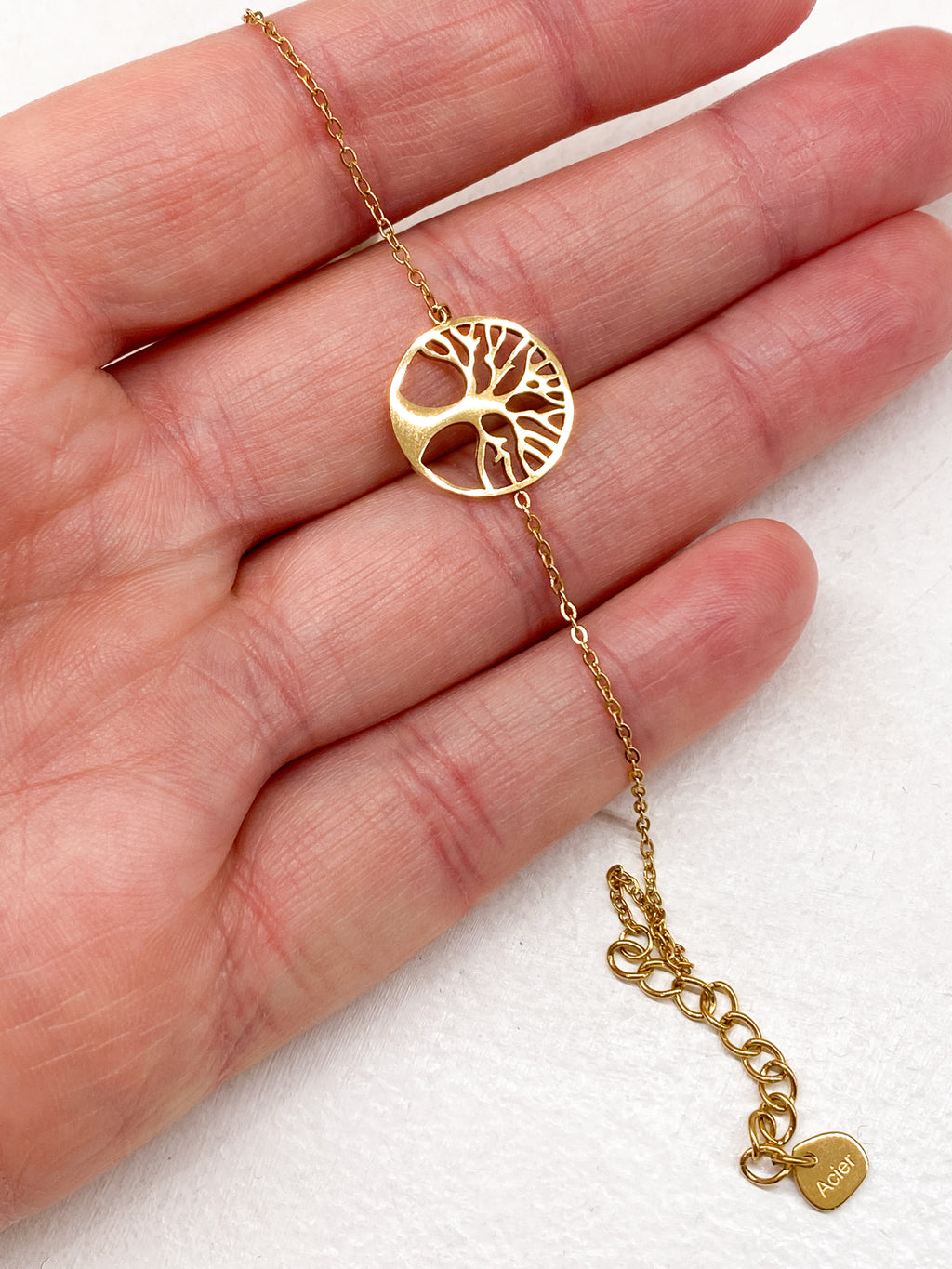 Bracelet arbre de vie en acier inoxydable doré ou argenté