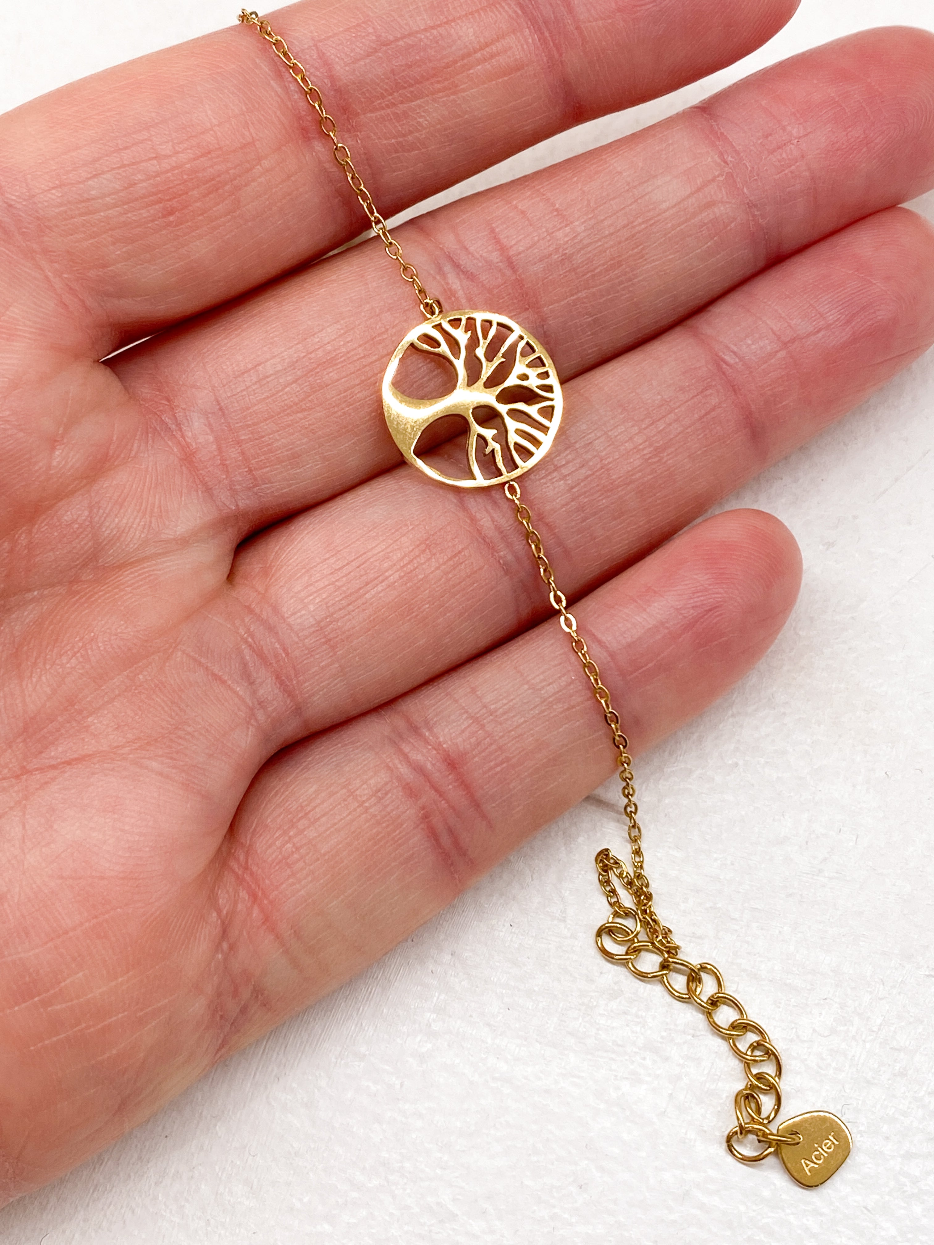 Bracelet arbre de vie en acier inoxydable doré ou argenté